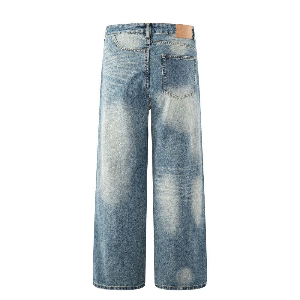 Vintage Men's Irregular Pocket Loose Wide-Leg Washed Jeans Size US 32 / EU 48 - 2 Thumbnail