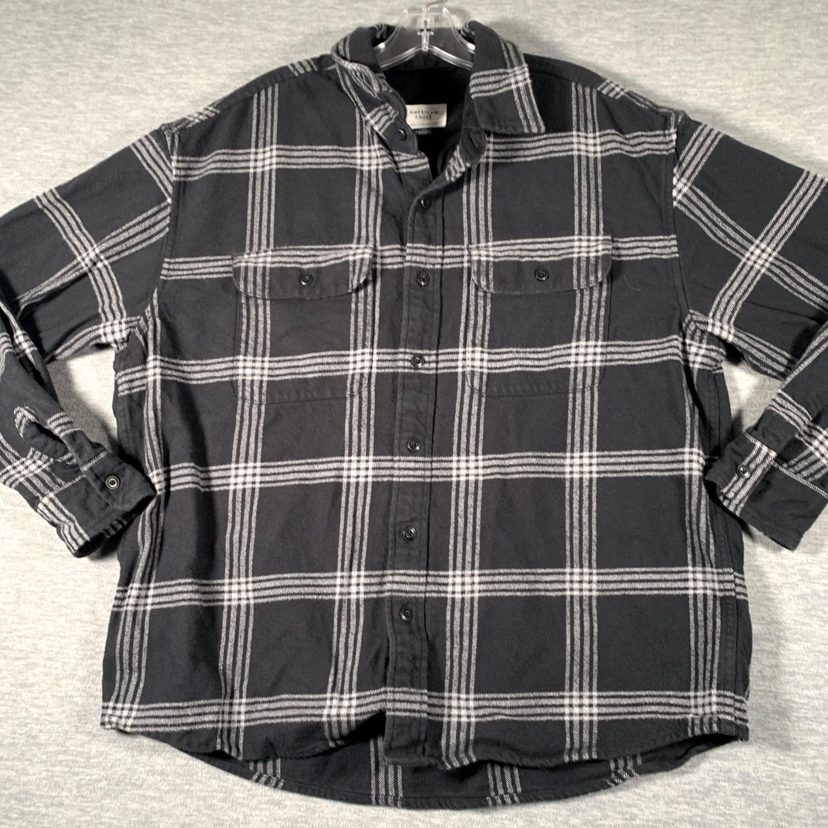 Vintage American Eagle Shirt Mens Large Black Plaid Flannel Long Sleeve Button Up Casual Size US L / EU 52-54 / 3 - 3 Thumbnail