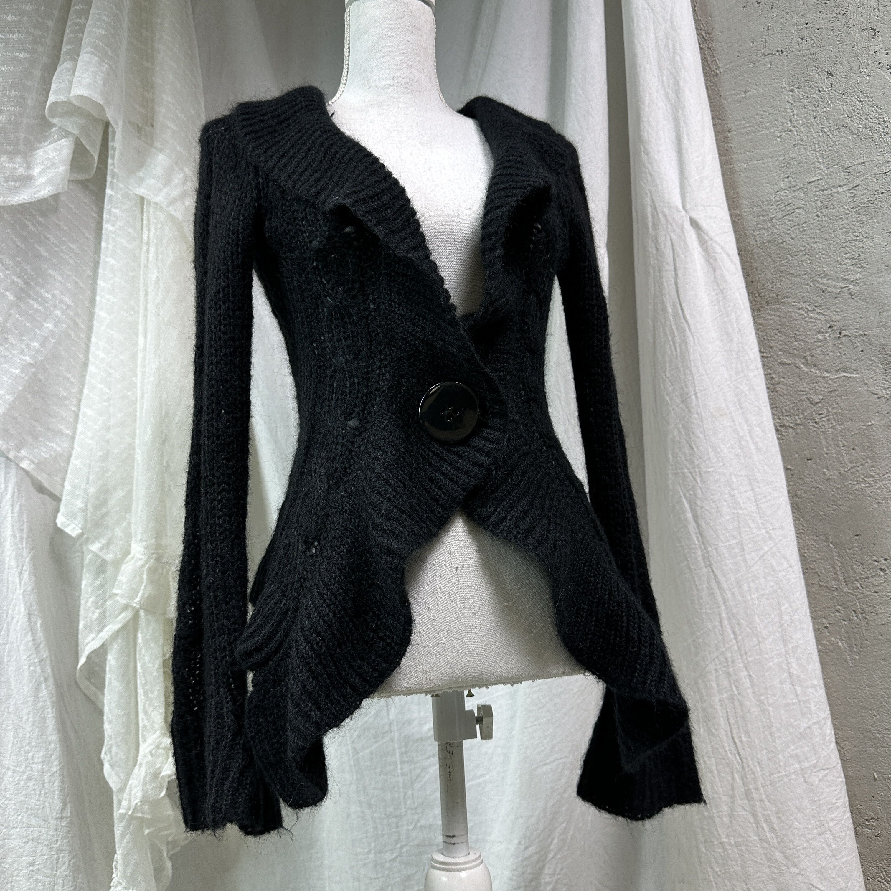 Vintage Vintage Avant Garde Mohair Big Button Cardigan Y2K Size S / US 4 / IT 40 - 3 Thumbnail