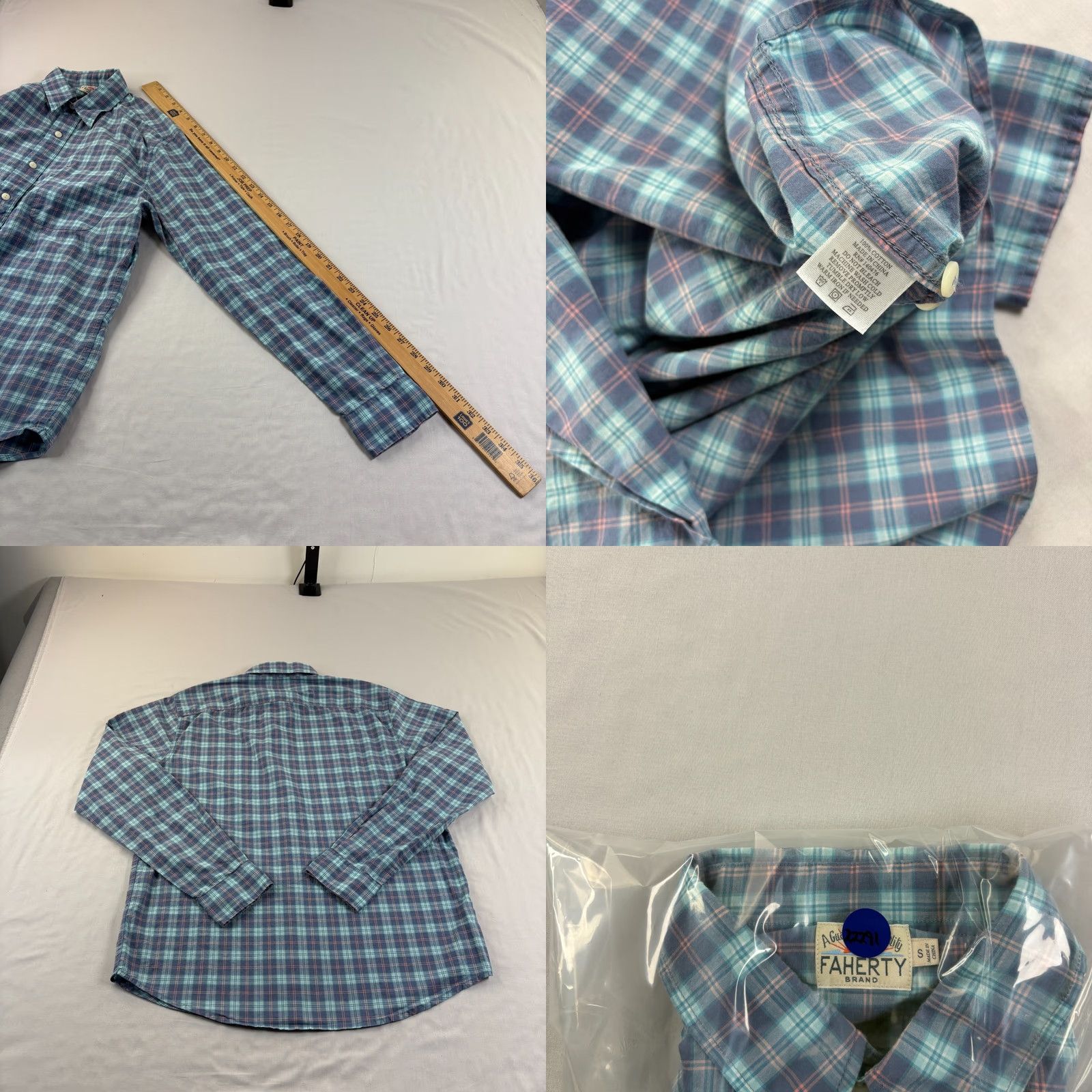 Faherty Faherty Movement Shirt Men Small Blue Plaid Button Up Casual Lightweight Stretch Size US S / EU 44-46 / 1 - 8 Thumbnail