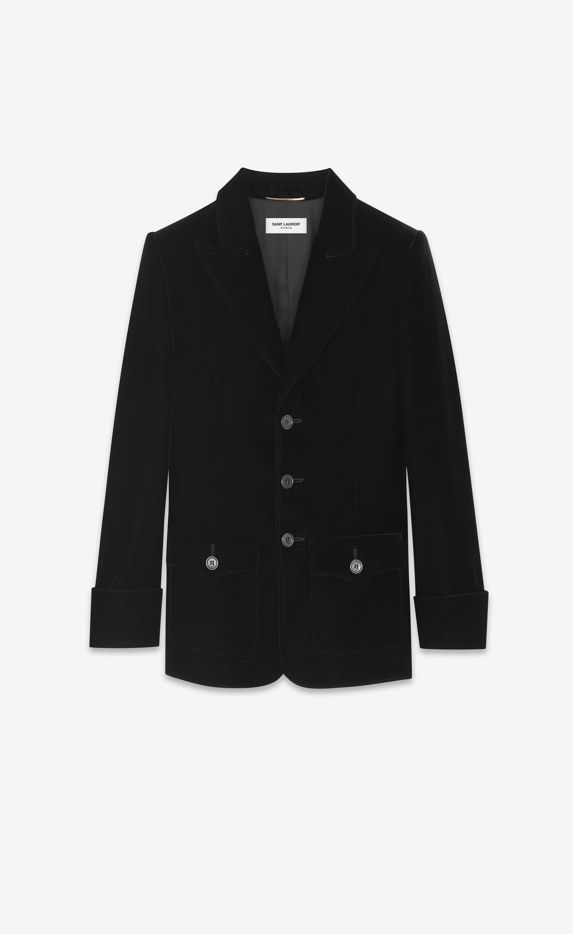 Saint Laurent Paris o1bcso1str1224 Short Single Breasted Jacket in Black Size XL / US 12-14 / IT 48-50 - 1 Thumbnail
