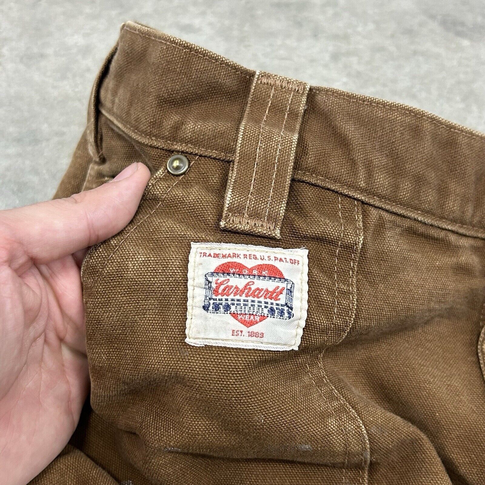Carhartt × Vintage Vintage 50s Carhartt Double Knee Brown Canvas Pants RARE Size US 36 / EU 52 - 3 Thumbnail