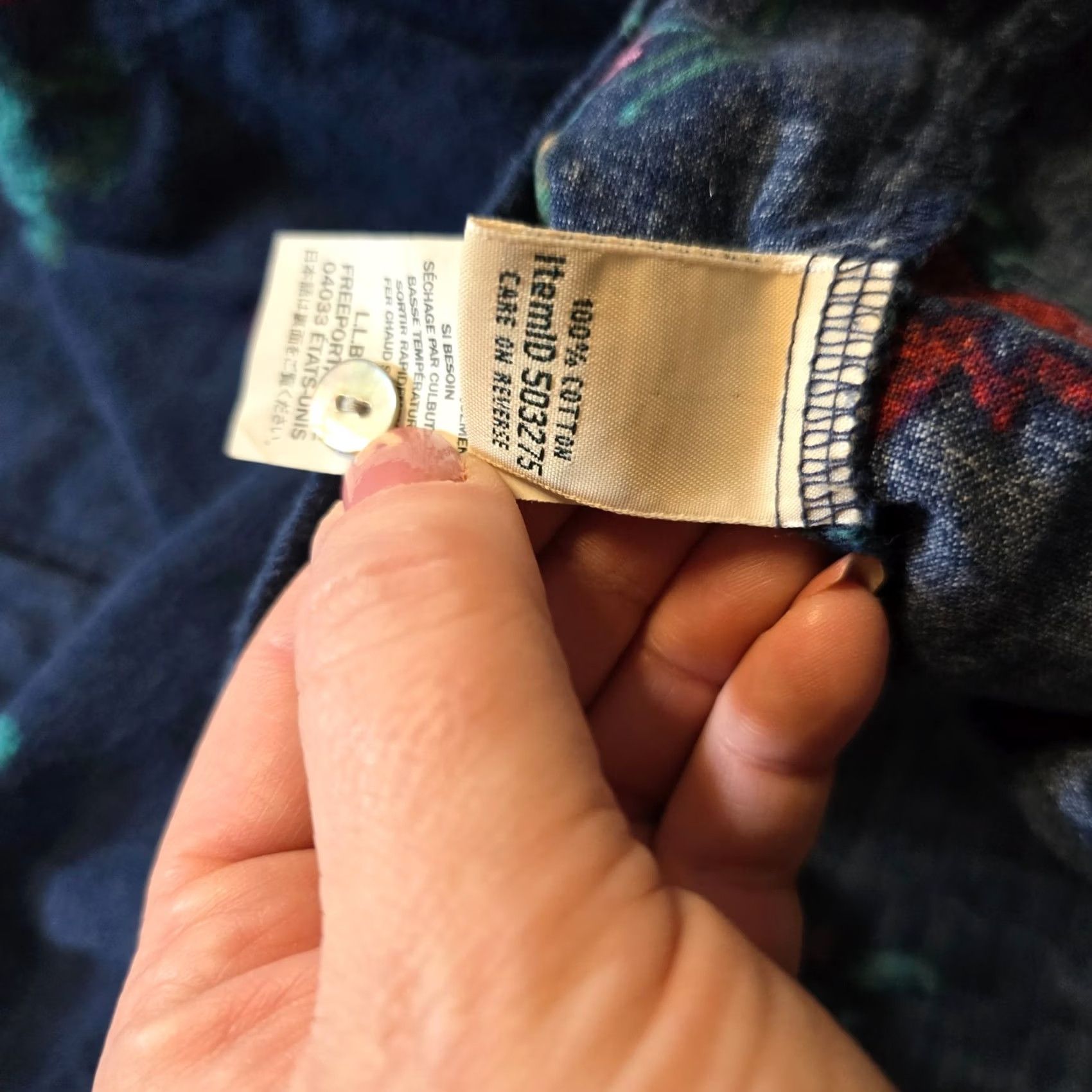 Vintage L.L. Bean Top Womens Large Blue Flannel Floral Button Long Sleeve Casual Outdoors Shirt Size L / US 10 / IT 46 - 7 Thumbnail