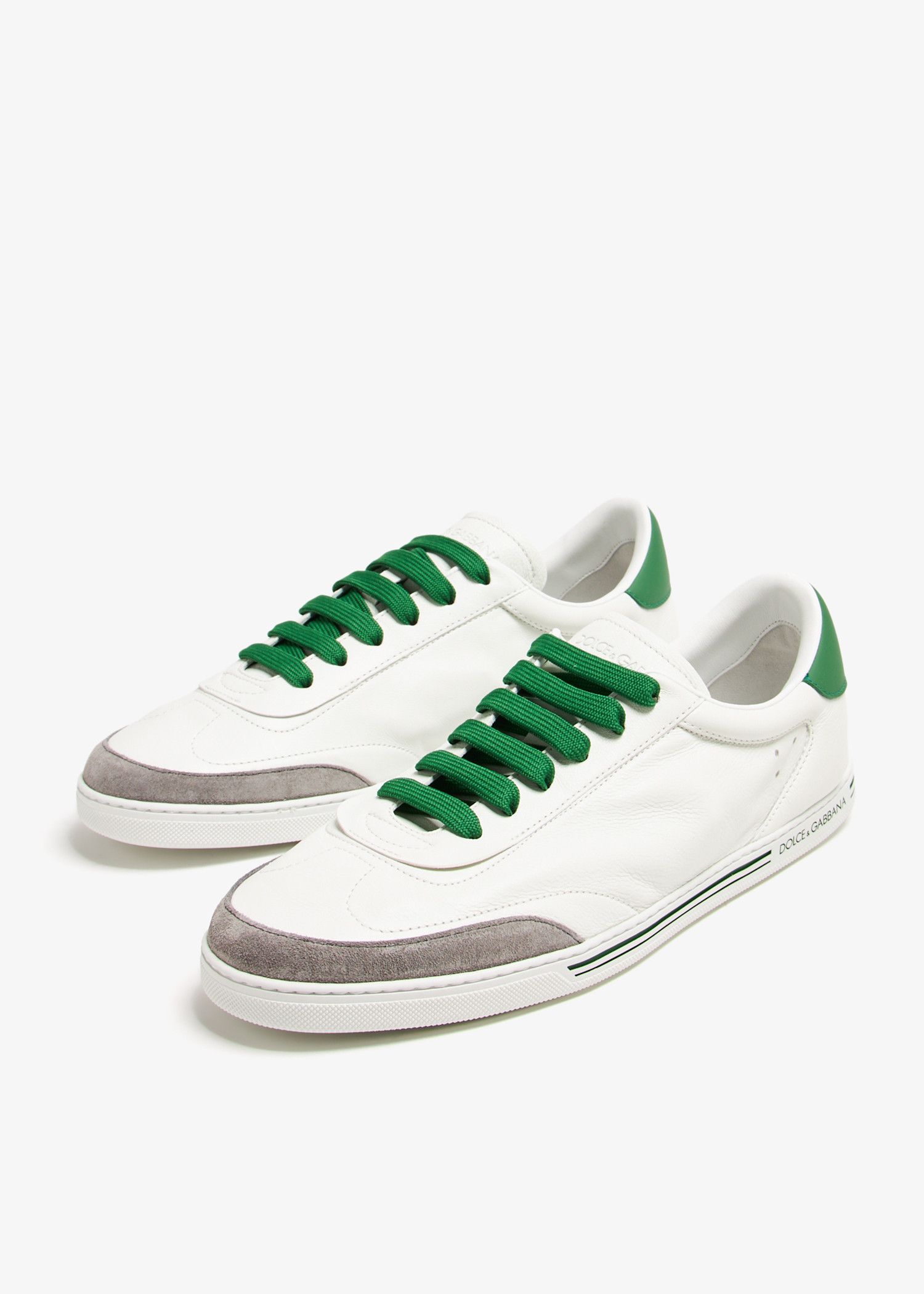 Dolce & Gabbana o1s22i1n0924 Leather Low-Top Sneakers in White Green Size US 7 / EU 40 - 4 Thumbnail