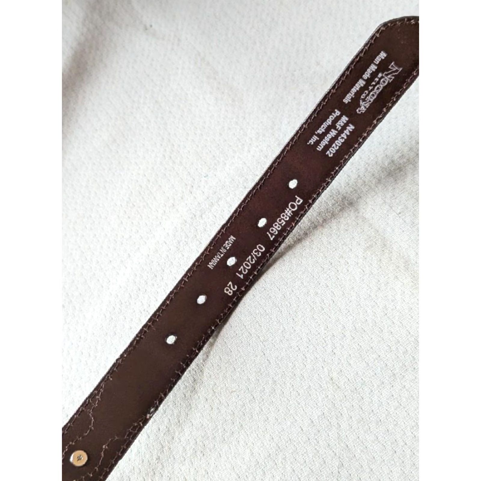 Vintage VINTAGE Nocona belt OSTRICH brown 28 buckle western belt CONCHO leather 1-1/4" woven Southwestern (adjusted to maintain original words and rules) Size 28 - 7 Thumbnail