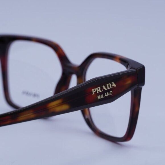Prada Prada PRB03V 22A1O1 Eyeglasses Poppy Havana 54mm Square Size ONE SIZE - 4 Thumbnail