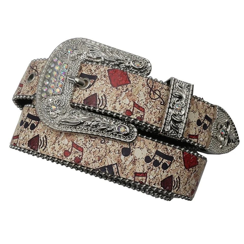 Vintage Note Graffiti surround elegant embellished Punk Bling Belt Size ONE SIZE - 4 Thumbnail