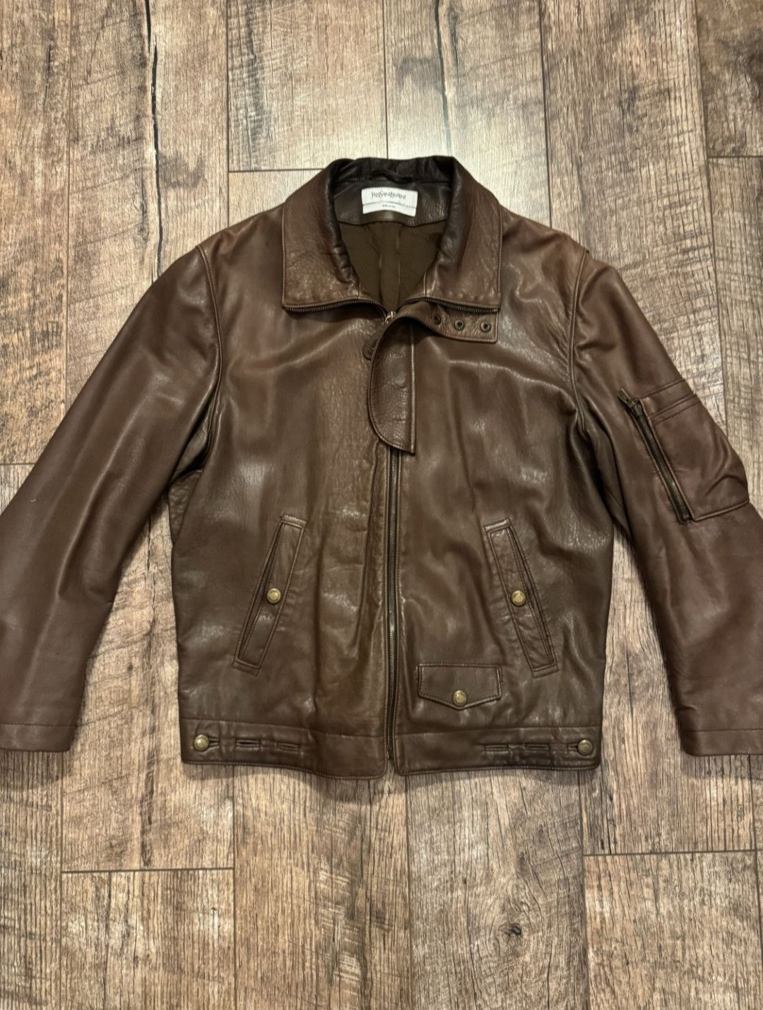 Yves Saint Laurent Yves Saint Laurent Leather Brown Jacket Hedi Size US L / EU 52-54 / 3 - 1 Thumbnail