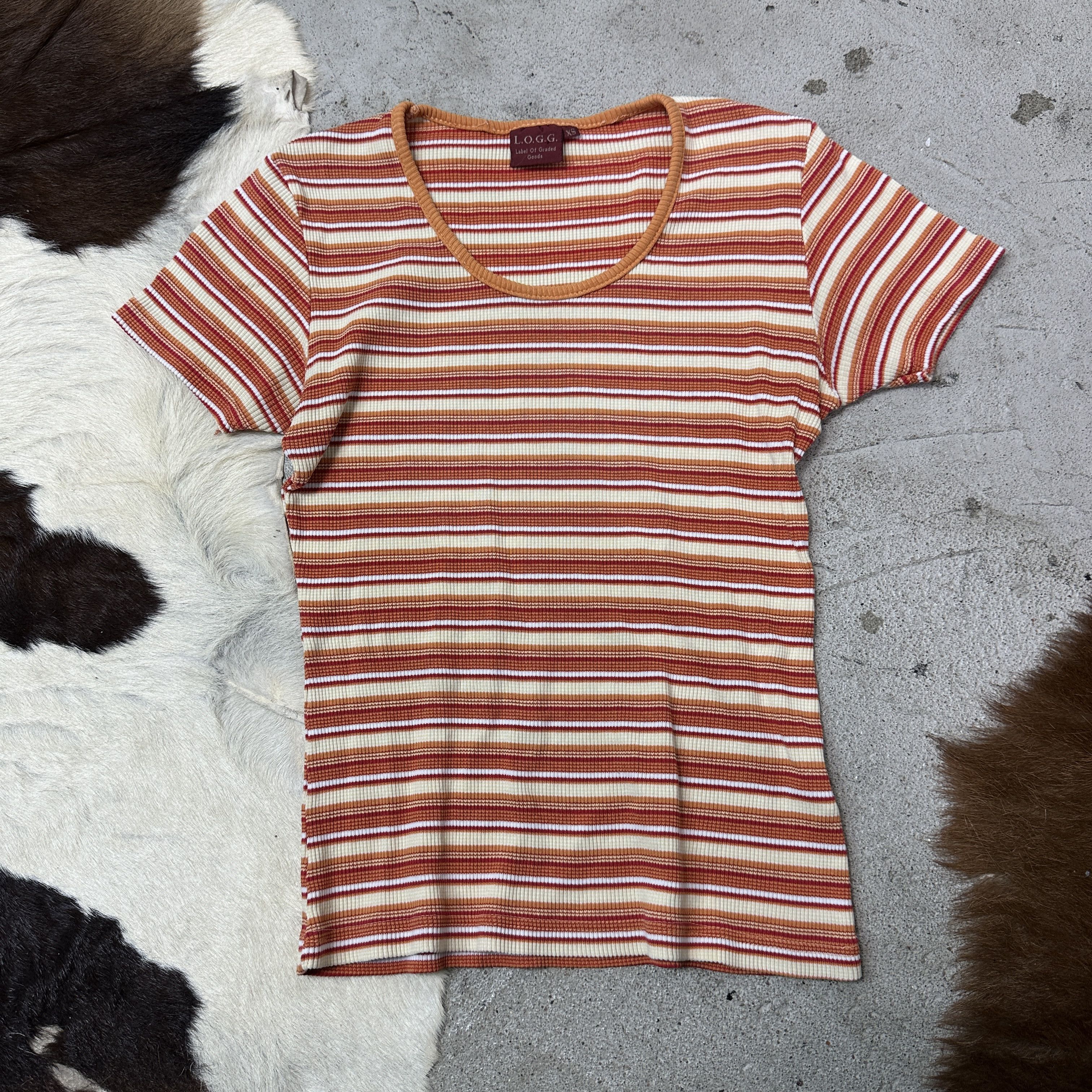 Vintage Vintage Streetwear Fitted Artsy Striped T-shirt Y2K Size M / US 6-8 / IT 42-44 - 2 Thumbnail