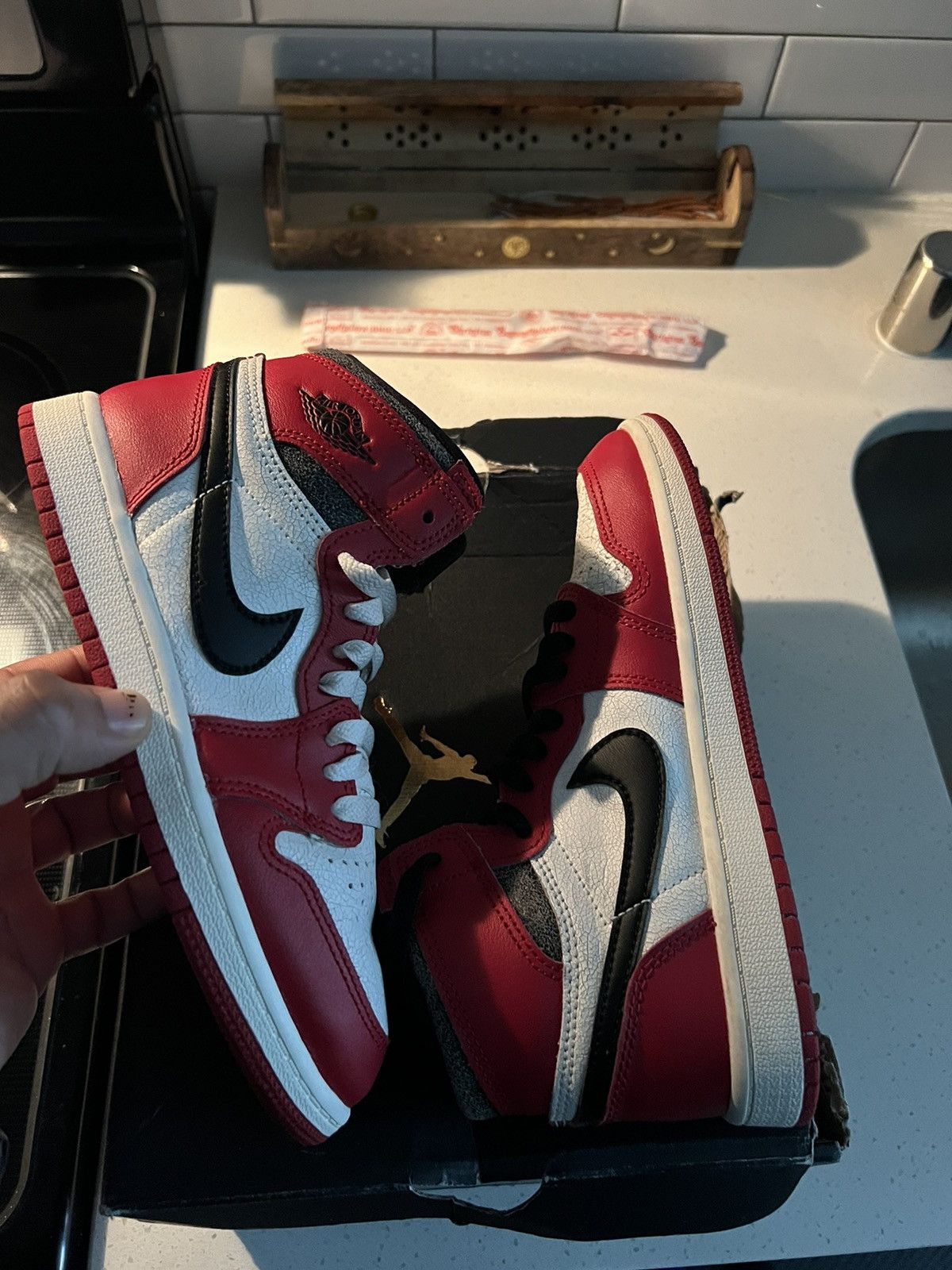 image of Jordan Nike Air Jordan 1 OG High Lost And Found Shoes in Black White Red, Men's (Size 5)