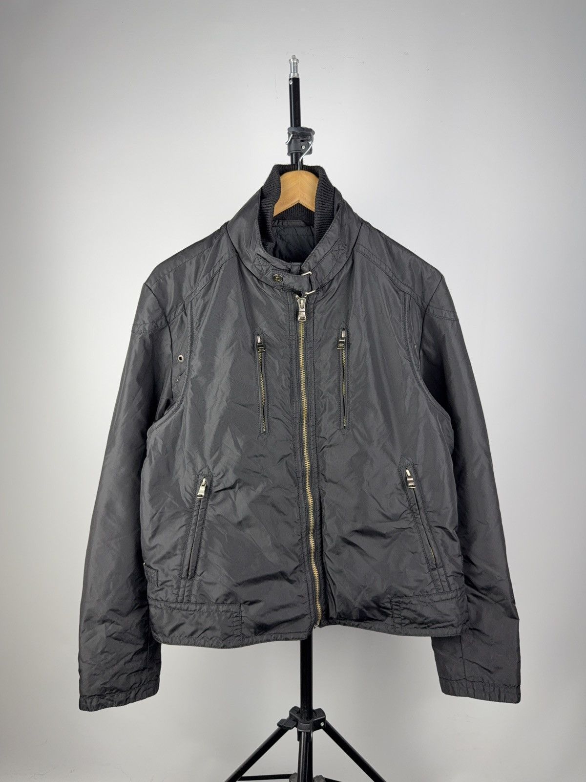 Hugo Boss Hugo Boss Black Moto Jacket Nylon Zip Biker Style Size L Size L / US 10 / IT 46 - 1 Thumbnail