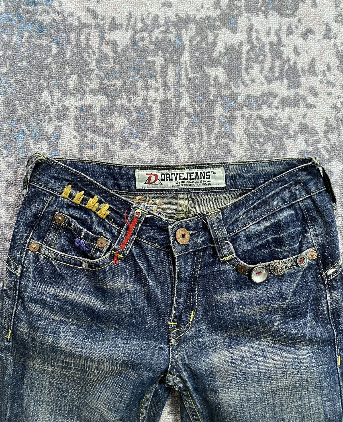 Japanese Brand Japanes Drive Distressed Flared Studded Jeans Size 24" / US 00 / IT 34 - 5 Thumbnail