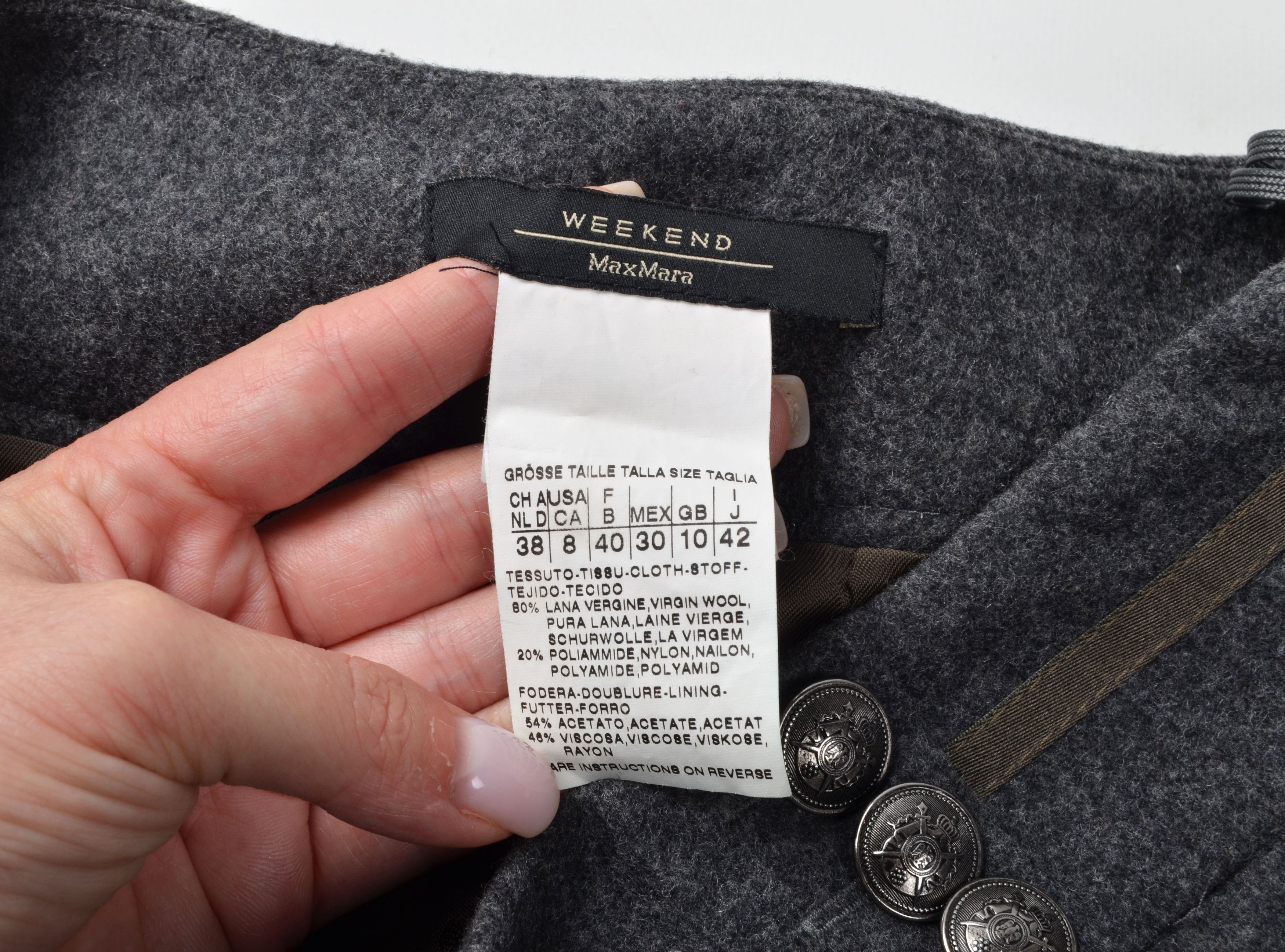 Weekend Max Mara Weekend Max Mara Gray Wool Blend A-line Skirt Size 30" / US 8 / IT 44 - 8 Thumbnail