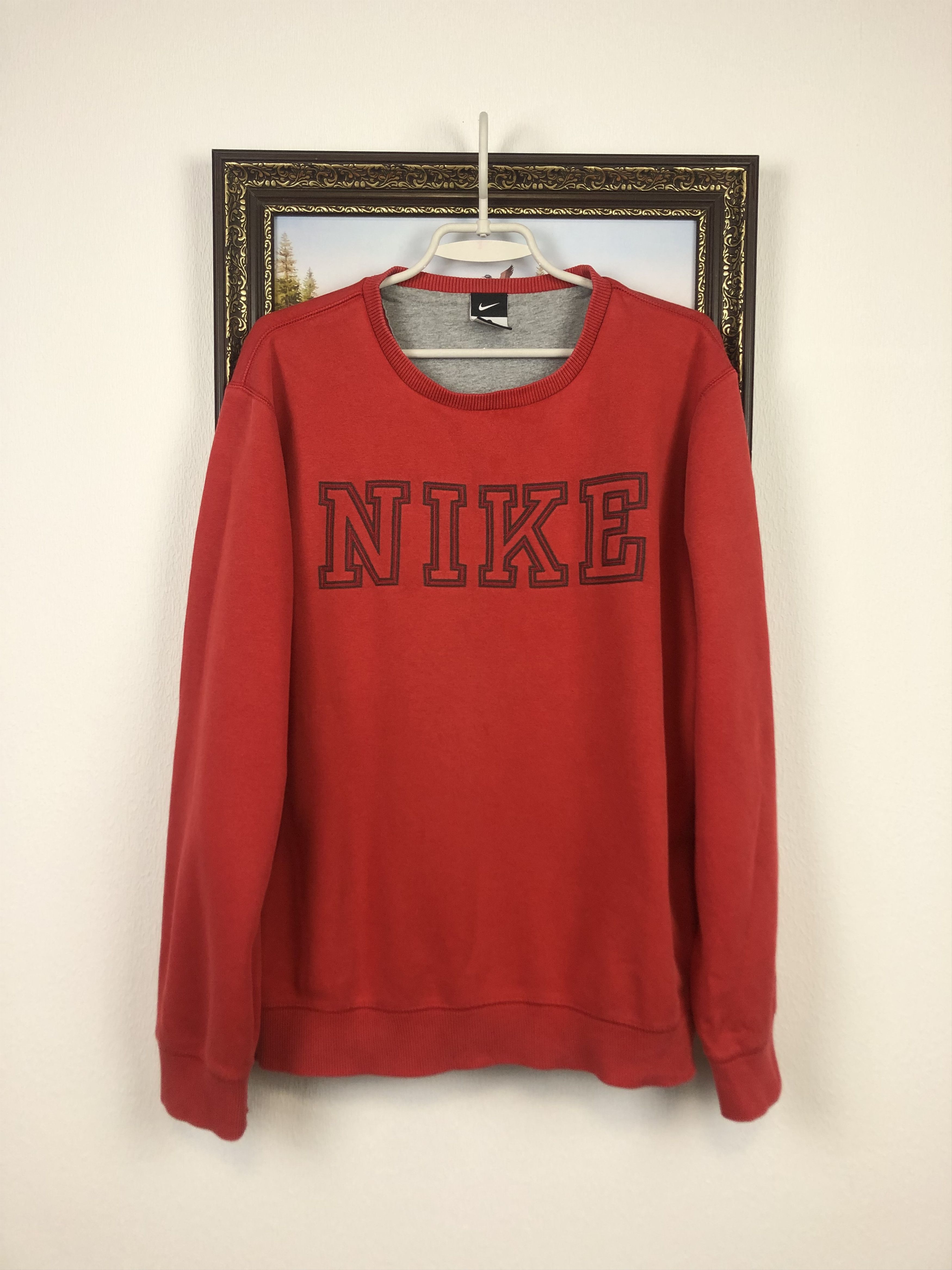 Vintage Vintage Nike Red Big Logo Sweatshirt Rare Hype Size US L / EU 52-54 / 3 - 1 Thumbnail