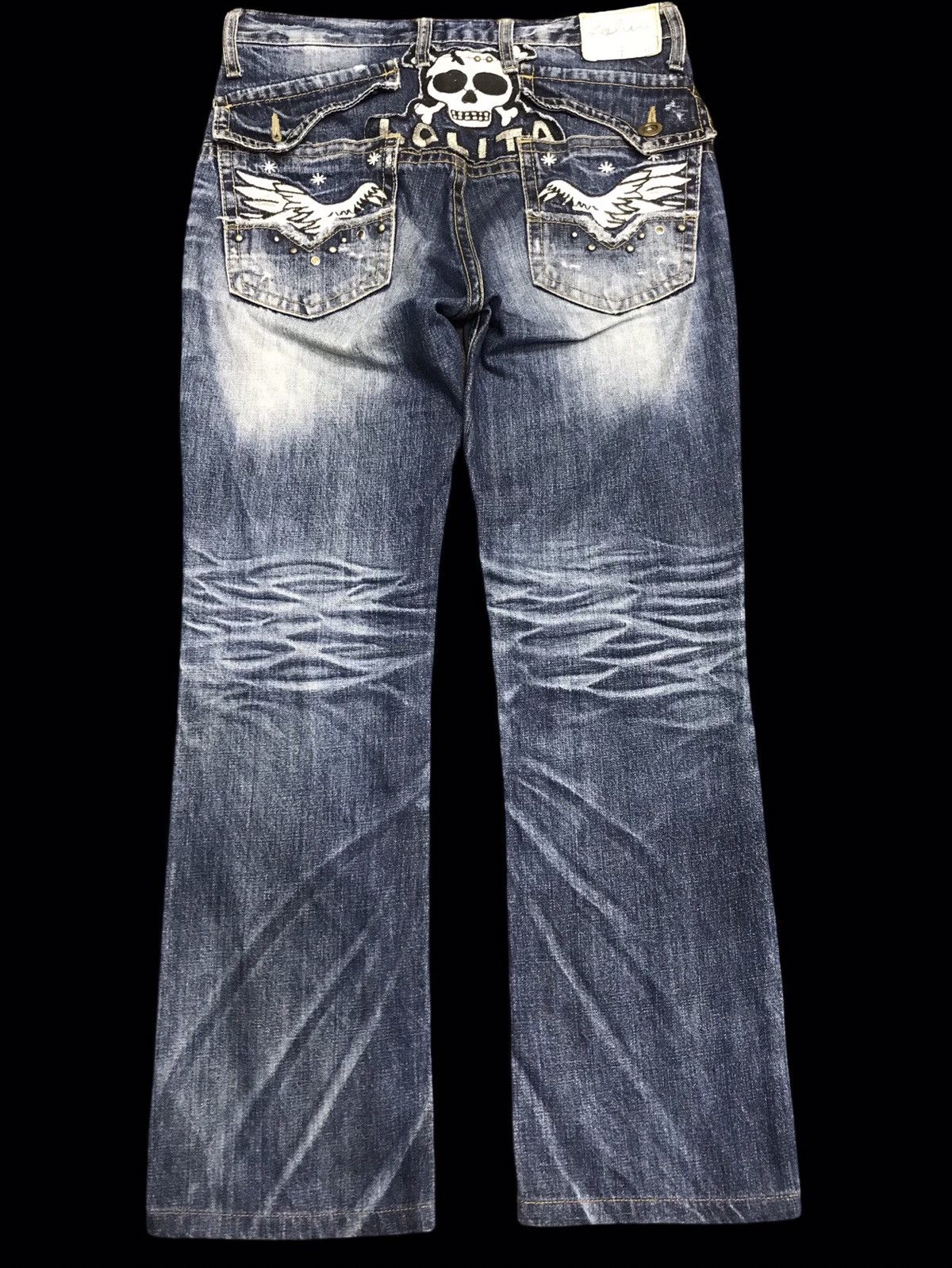 💥VERY RARE💥LOLITA FLYING SKULL EMBROIDERY DENIM F384
