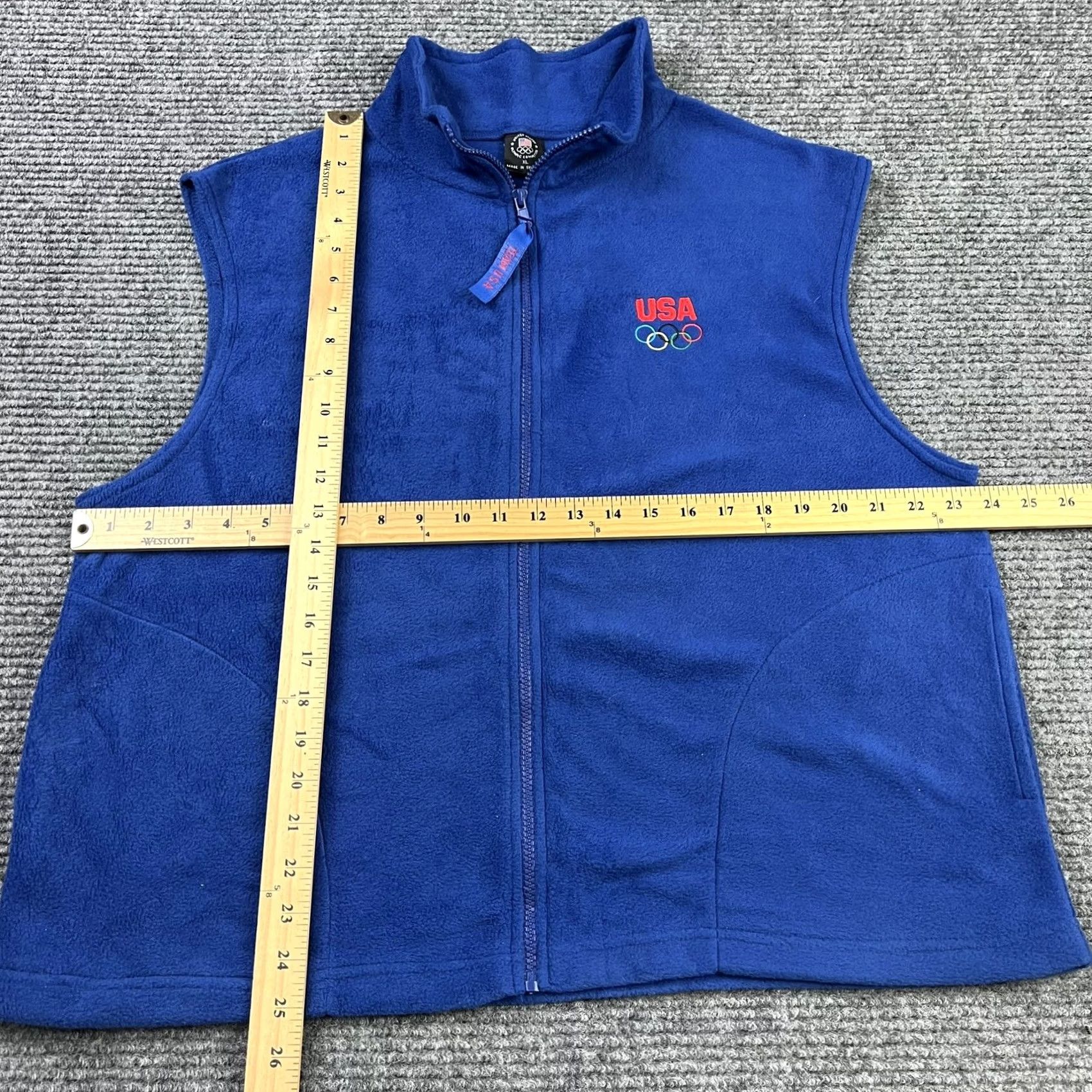 Vintage VINTAGE 90s Blue Fleece Full Zip XL Embroidered USA Olympics Logo Vest Size US XL / EU 56 / 4 - 4 Thumbnail