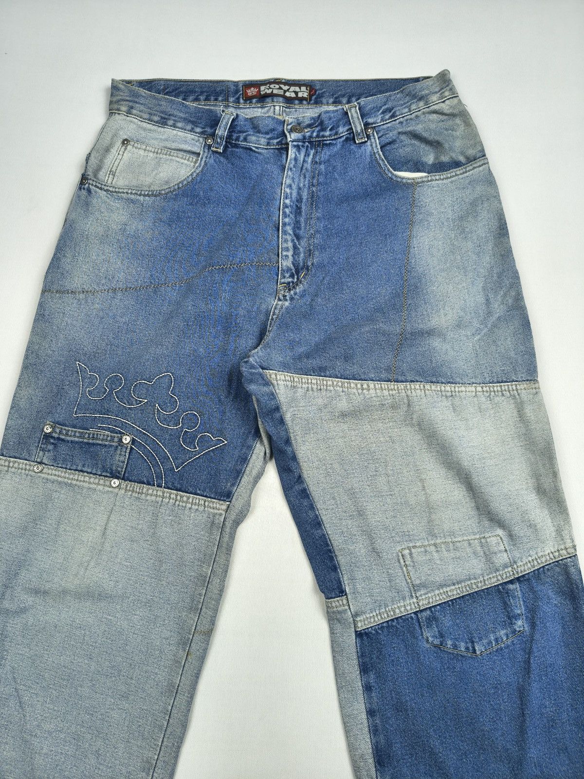 Southpole Royal Wear Patchwork Jeans Crown Logo Y2K Baggy (058) Size US 34 / EU 50 - 3 Thumbnail