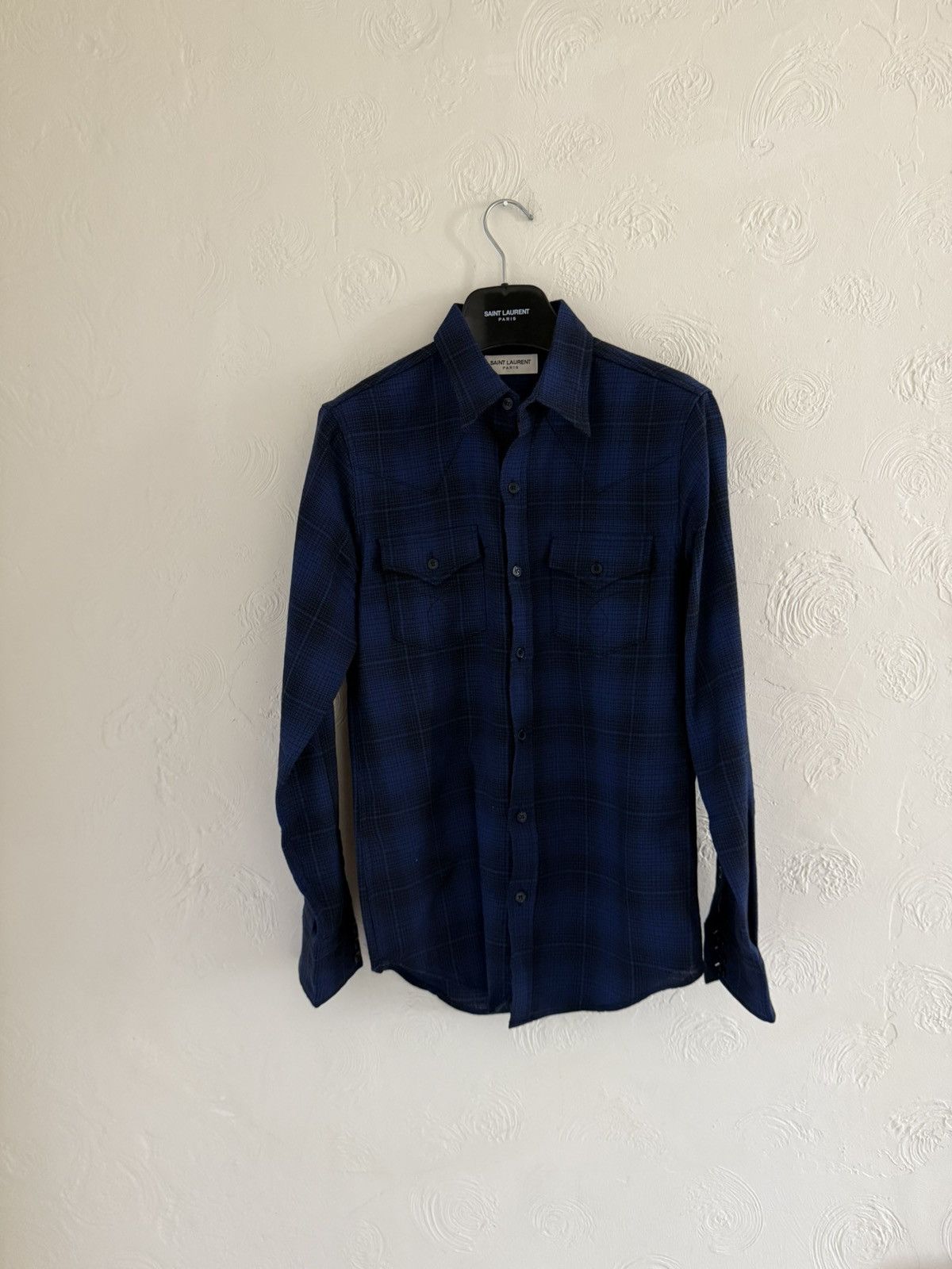 Saint Laurent Blue Plaid Shirt