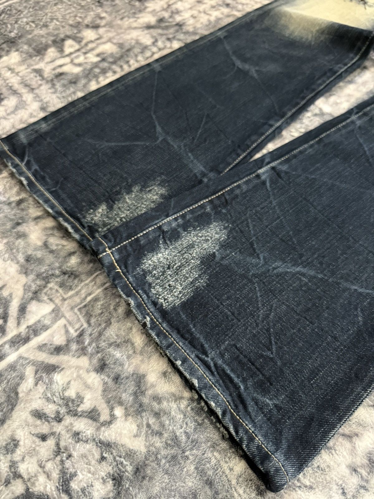 If Six Was Nine Trim Co Japan Wolf Cut Shadow Wash Studded Flared Jeans Size US 30 / EU 46 - 8 Thumbnail