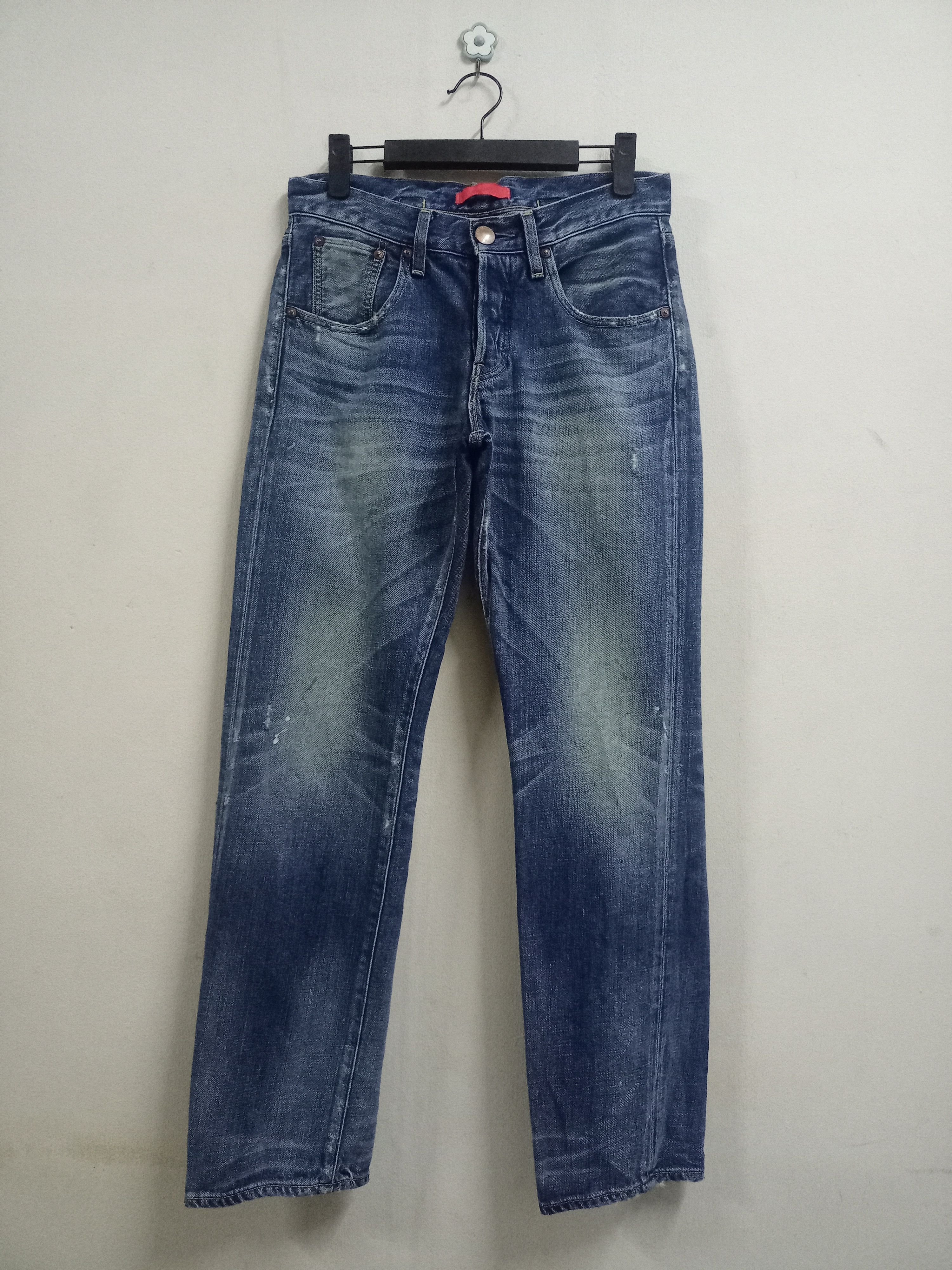 Japanese Brand Vintage Japanese Brand Buckle Back Painted Splattered Jeans Size US 28 / EU 44 - 1 Thumbnail