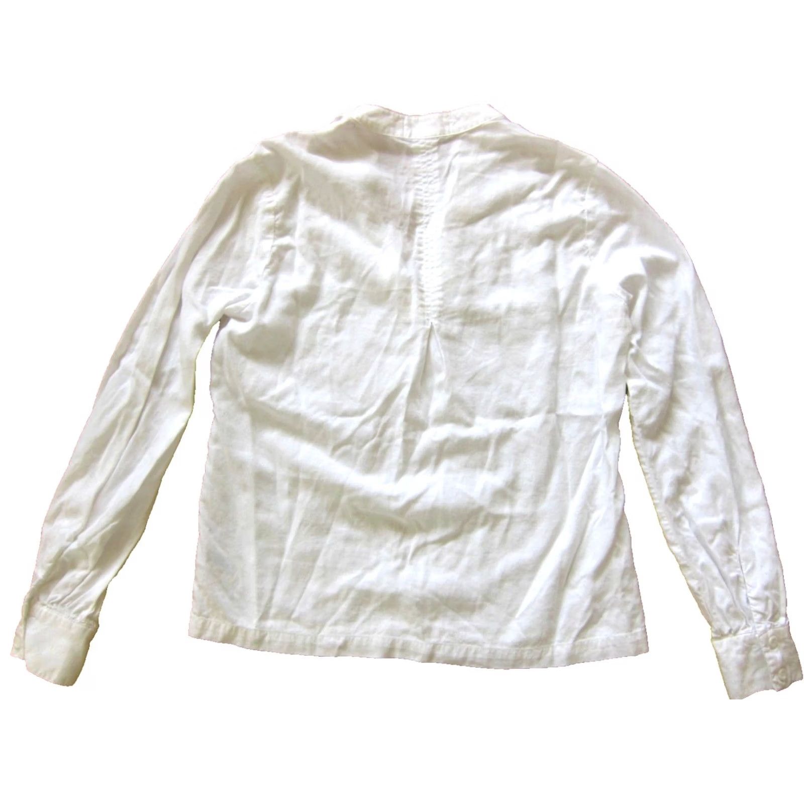 CLOT Cloth & Stone Blouse Women's 2XS Long Sleeve V-Neck Rayon White Solid Casual Shirt Size XXS / US 00 / IT 34 - 2 Thumbnail
