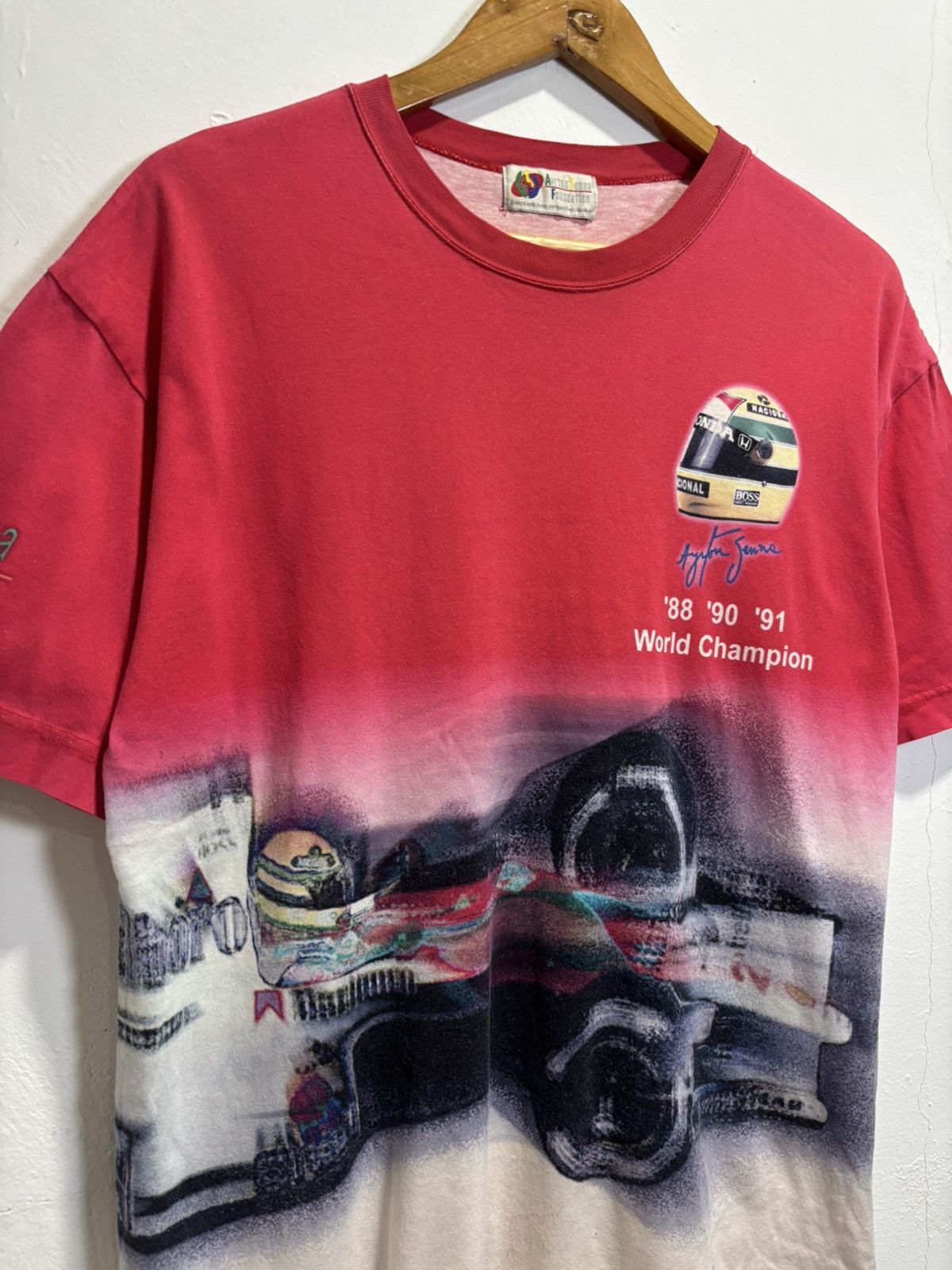 Honda × Vintage Vintage Ayrton Senna World Champion Tshirt Size US L / EU 52-54 / 3 - 3 Thumbnail