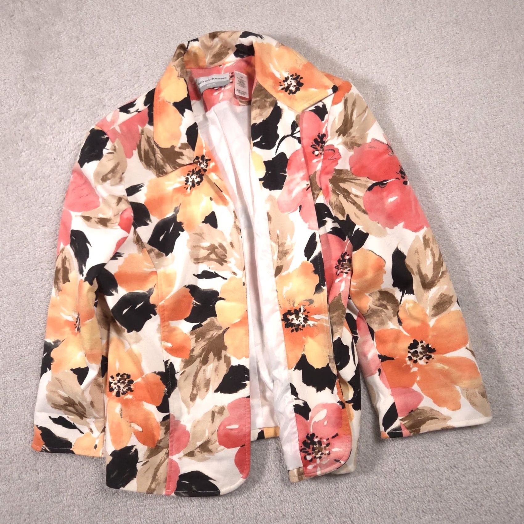 Vintage Alfred Dunner Blazer Womens 12P Floral Open Front Lined Stretch Jacket Size XL / US 12-14 / IT 48-50 - 3 Thumbnail