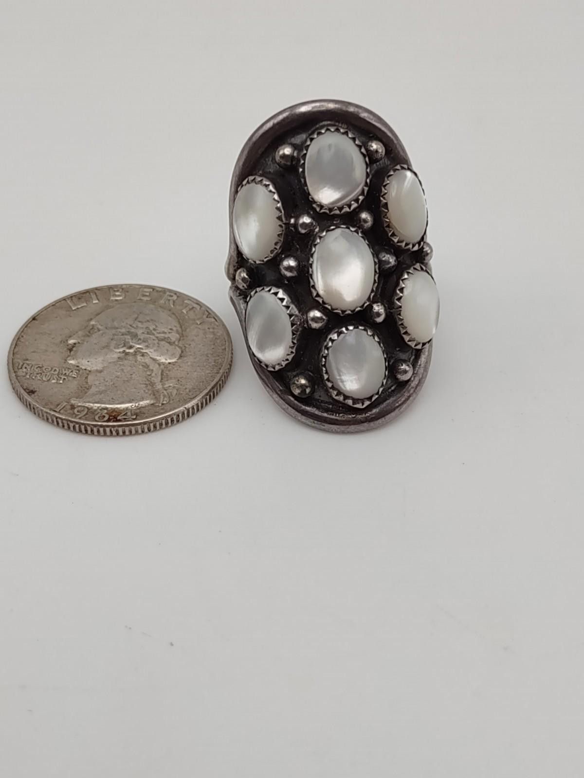 The Unbranded Brand Sterling Mother of Pearl Cluster Ring Sz 9 Size ONE SIZE - 4 Thumbnail