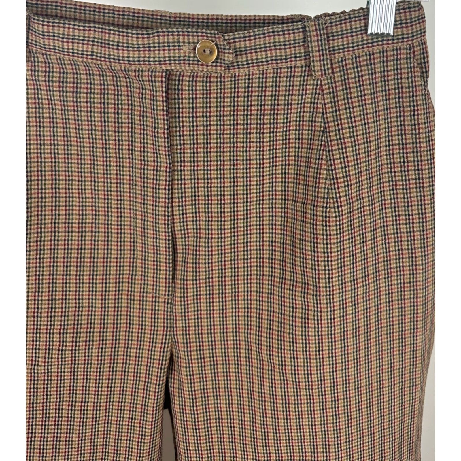 VINTAGE Sag Harbor Pants Womens 8 Petite Brown Plaid 90s Preppy Equestrian Dress  Pants Mens Womens