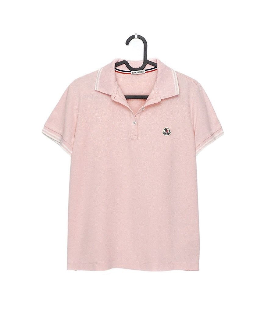 image of Moncler Maglia Polo Manica Corta Pink Slim Fit Tee Shirt, Men's (Size Small)