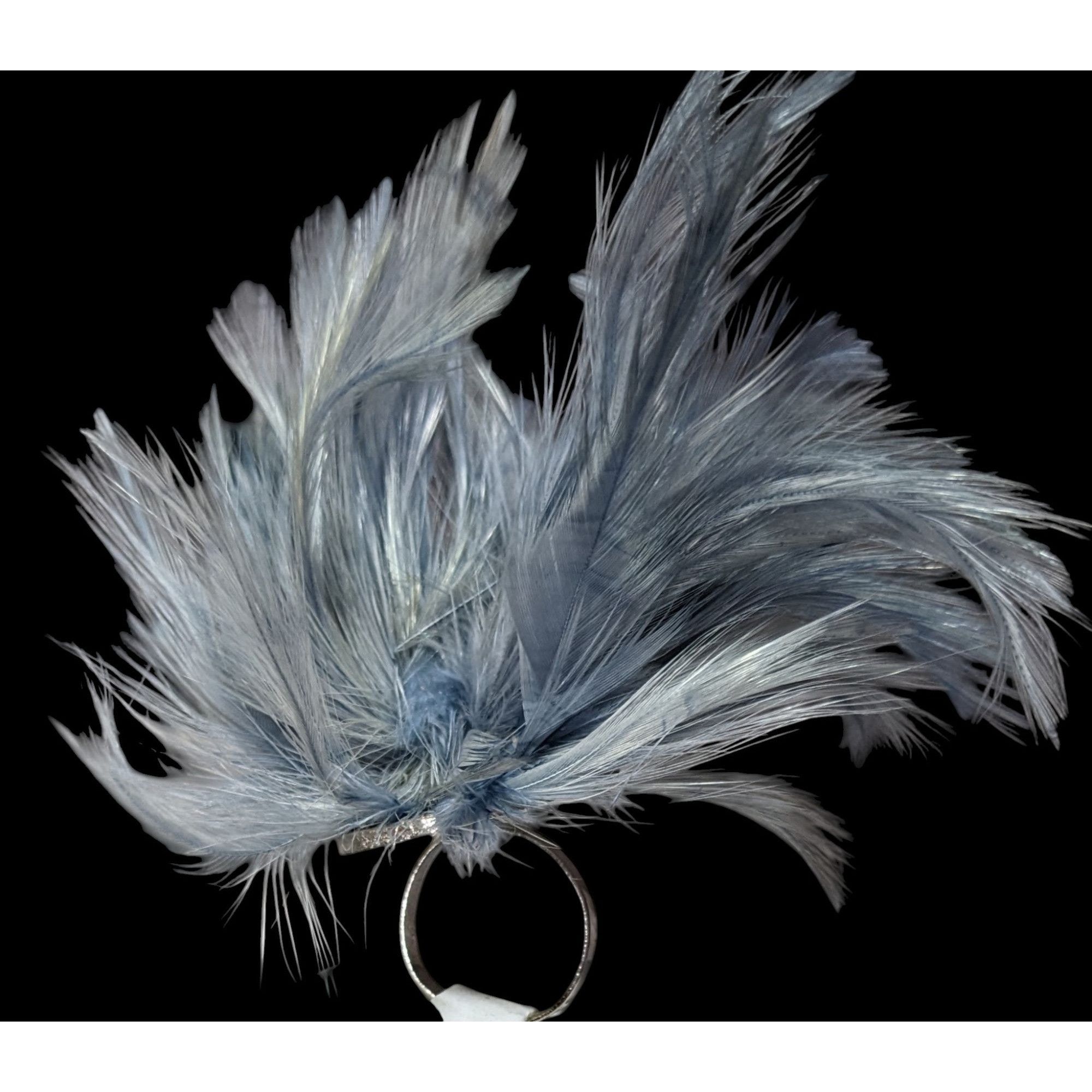 Other Funky Grey Feather Adorned Statement Ring Size ONE SIZE - 1 Thumbnail