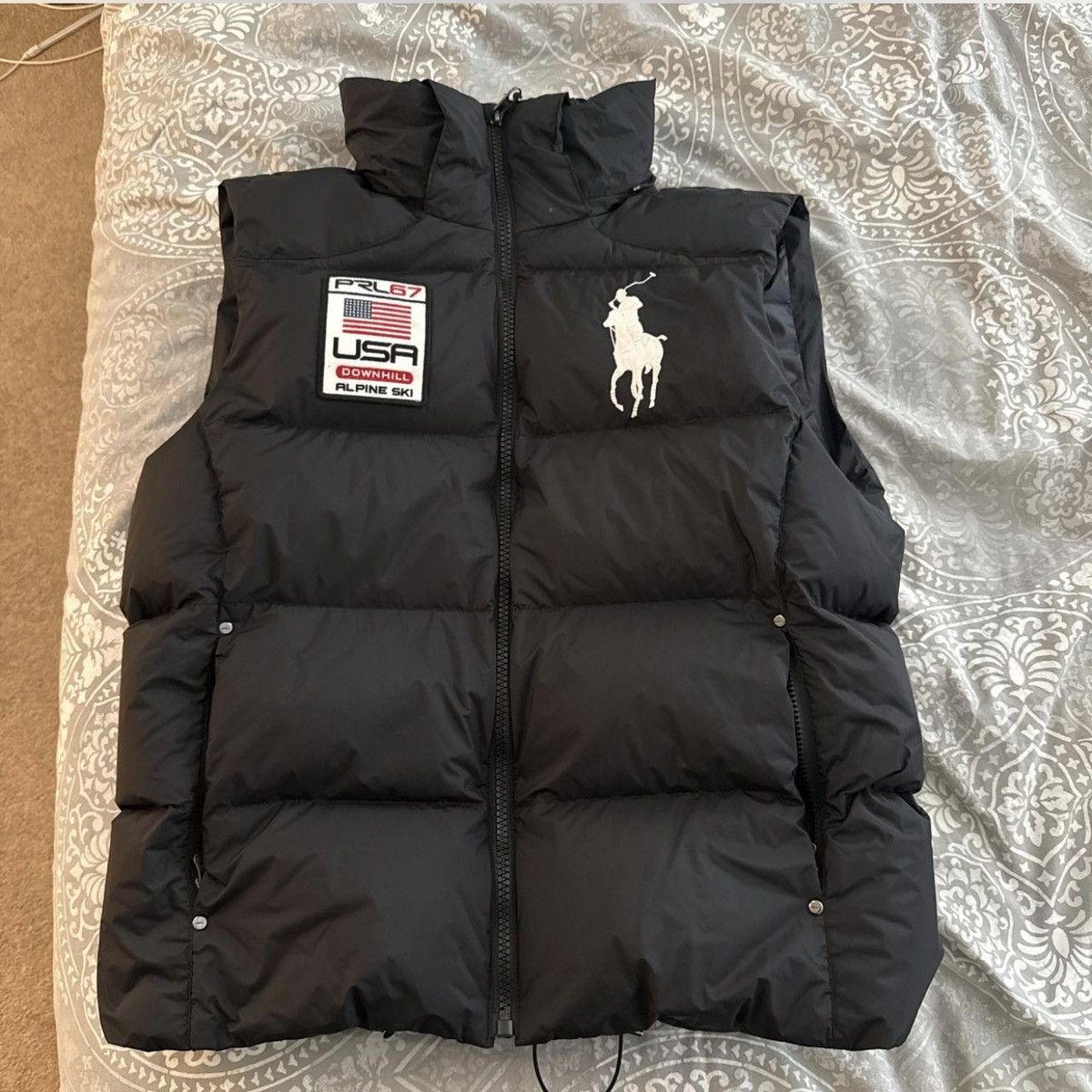 Polo Ralph Lauren PRL67 ブラックダウン テクスチャード リップストップ ダウン ジャケット（ダウンジャケット