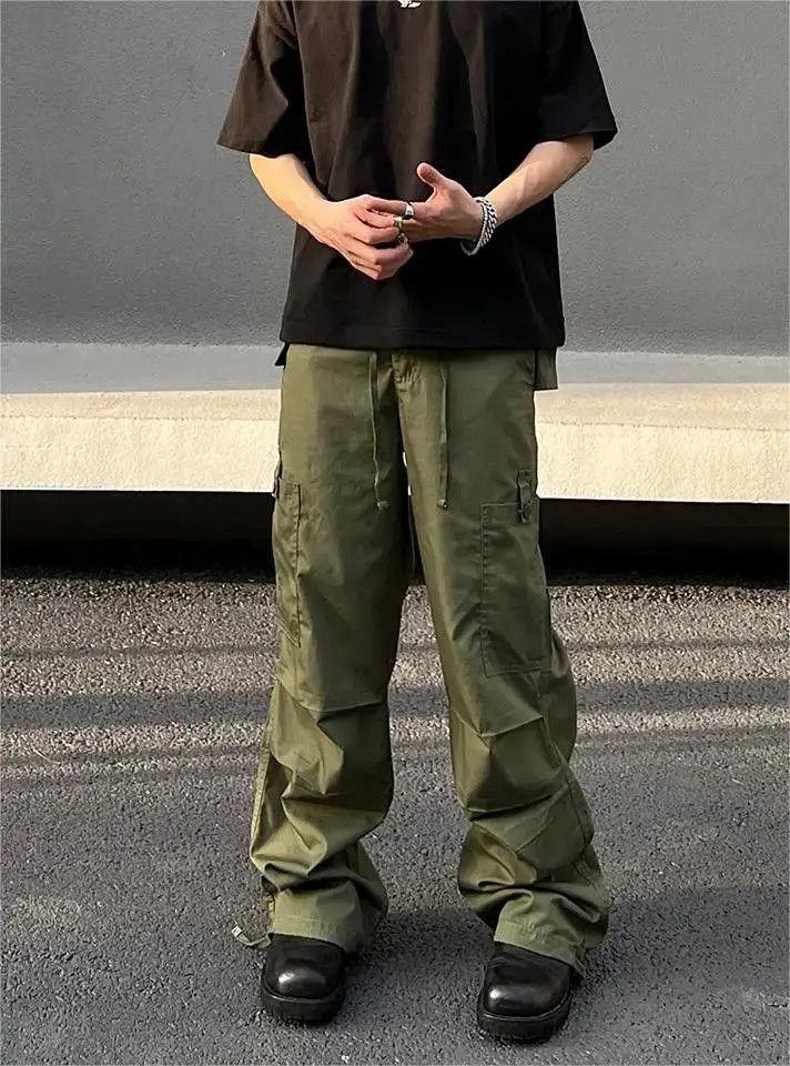 Japanese Brand × Vintage Straight tube loose wide leg drawstring casual pants Size US 32 / EU 48 - 3 Thumbnail