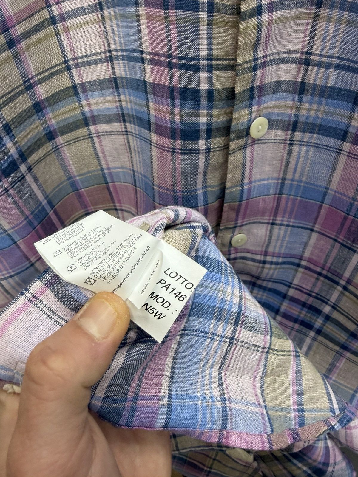 Tintoria Mattei Tintoria Mattei 954 100% Linen Plaid Shirt Size 41 16 Size US L / EU 52-54 / 3 - 13 Thumbnail