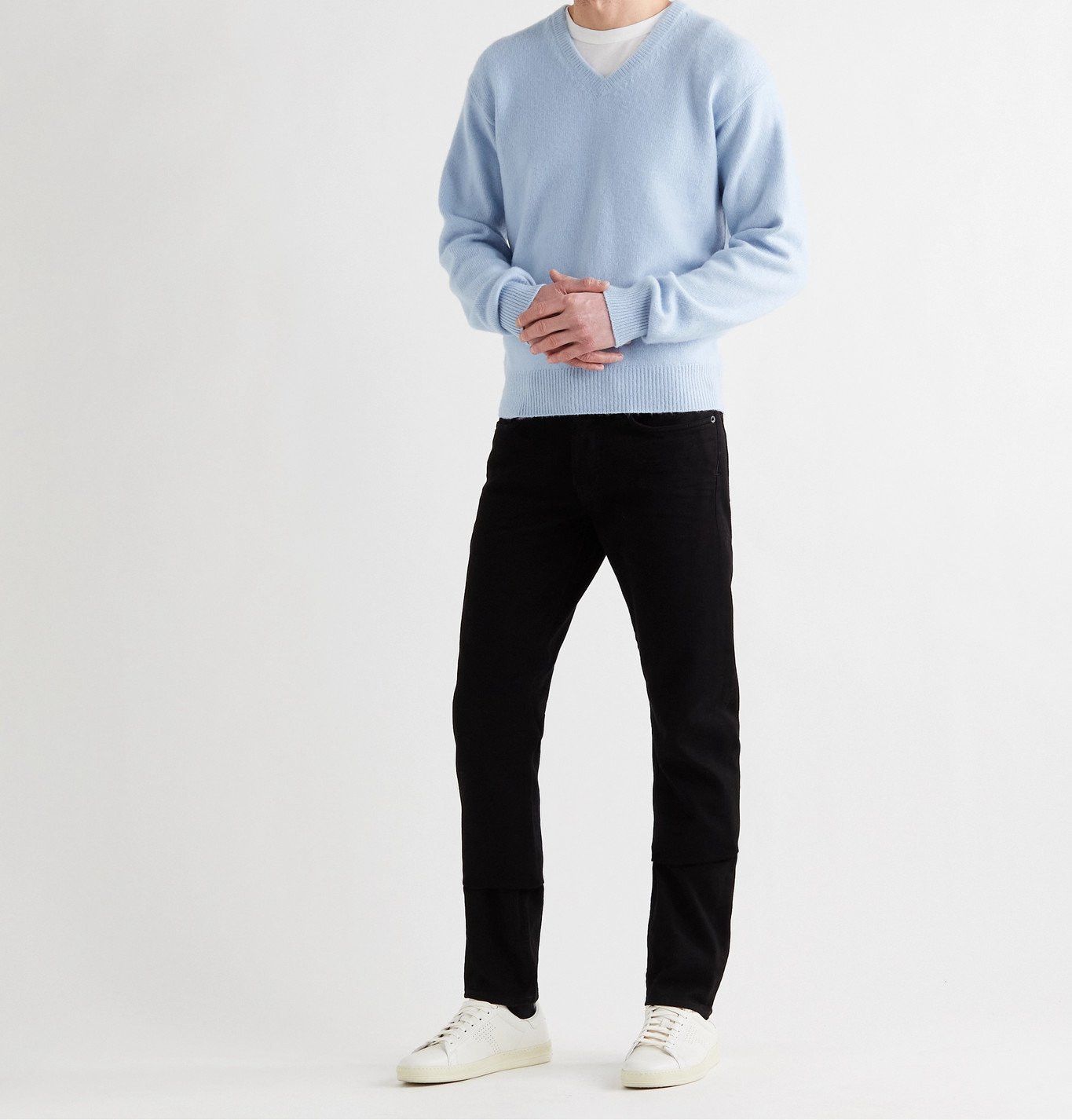 Tom Ford o1loc1c0324 TFK100 V-Neck Sweater in Light Blue Size US M / EU 48-50 / 2 - 2 Thumbnail