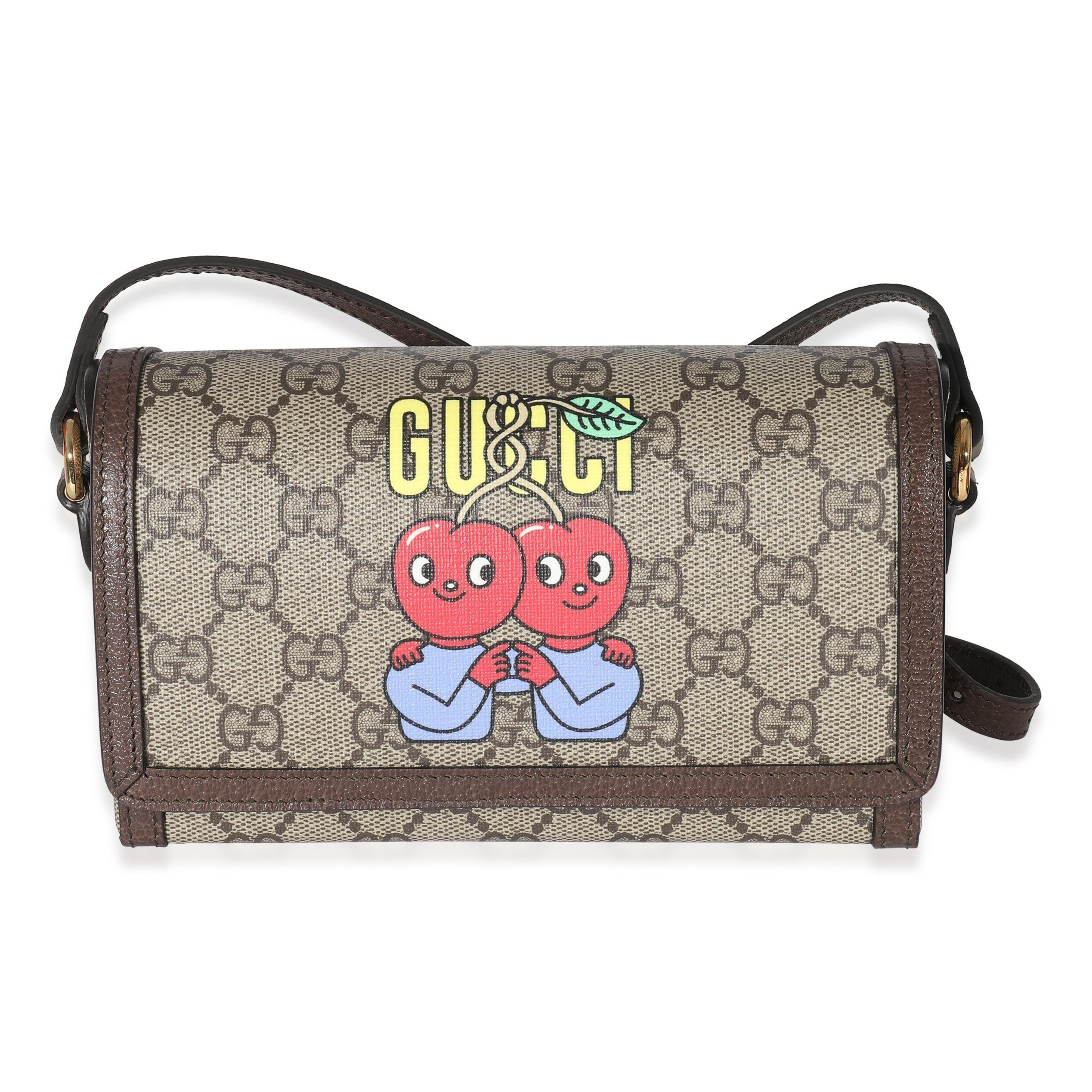 image of Gucci X Pablo Delcielo GG Supreme Cherry Mini Bag in Beige, Women's