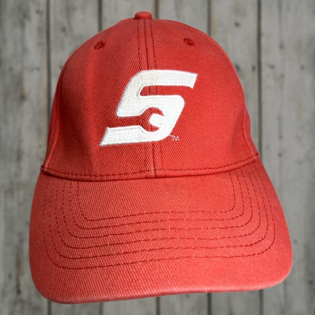 Vintage Snap-on Tools Hat Red/White Flex Stretch Fit Embroidered Men Baseball Cap One Size Cotton Polyester Red Automotive Cap Mens Size ONE SIZE - 1 Thumbnail