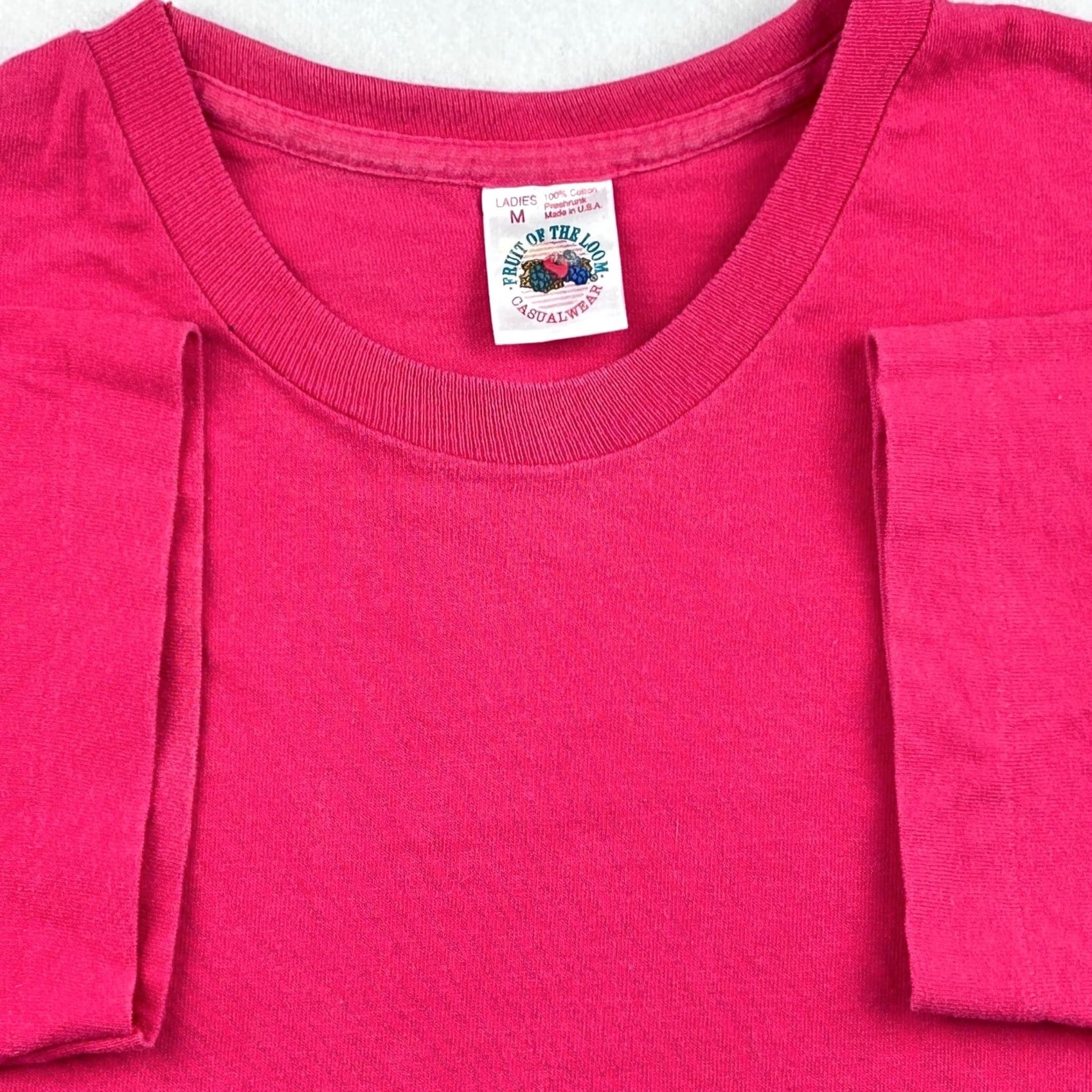 Fruit Of The Loom VINTAGE Fruit of the Loom T-Shirt Pink XS-XL Ladies M Short Sleeve Crew Neck Cotton 80s 90s Vintage Shirt Womens (adjust to original title words only) Size US M / EU 48-50 / 2 - 2 Thumbnail