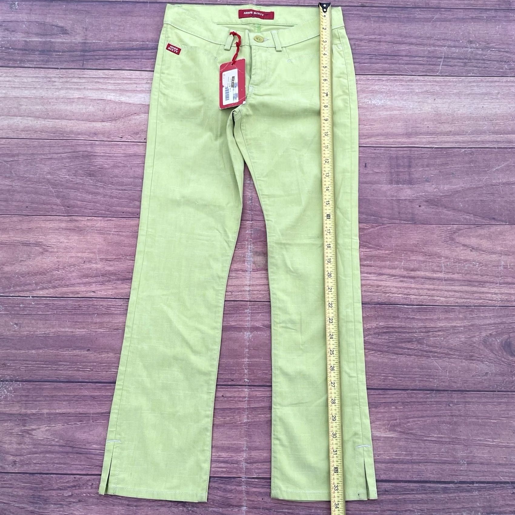 Miss Sixty VINTAGE Miss Sixty Capri Jeans Women 90s Lime Green Cotton 25 Inseam 25 Pockets 5-Pocket Denim Italy Size 42" / US 20 - 7 Thumbnail
