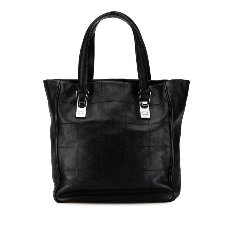 Chanel Chanel Chanel Lambskin Chocobar Handbag Black Leather Handbag in Very Good Condition Size ONE SIZE - 1 Thumbnail
