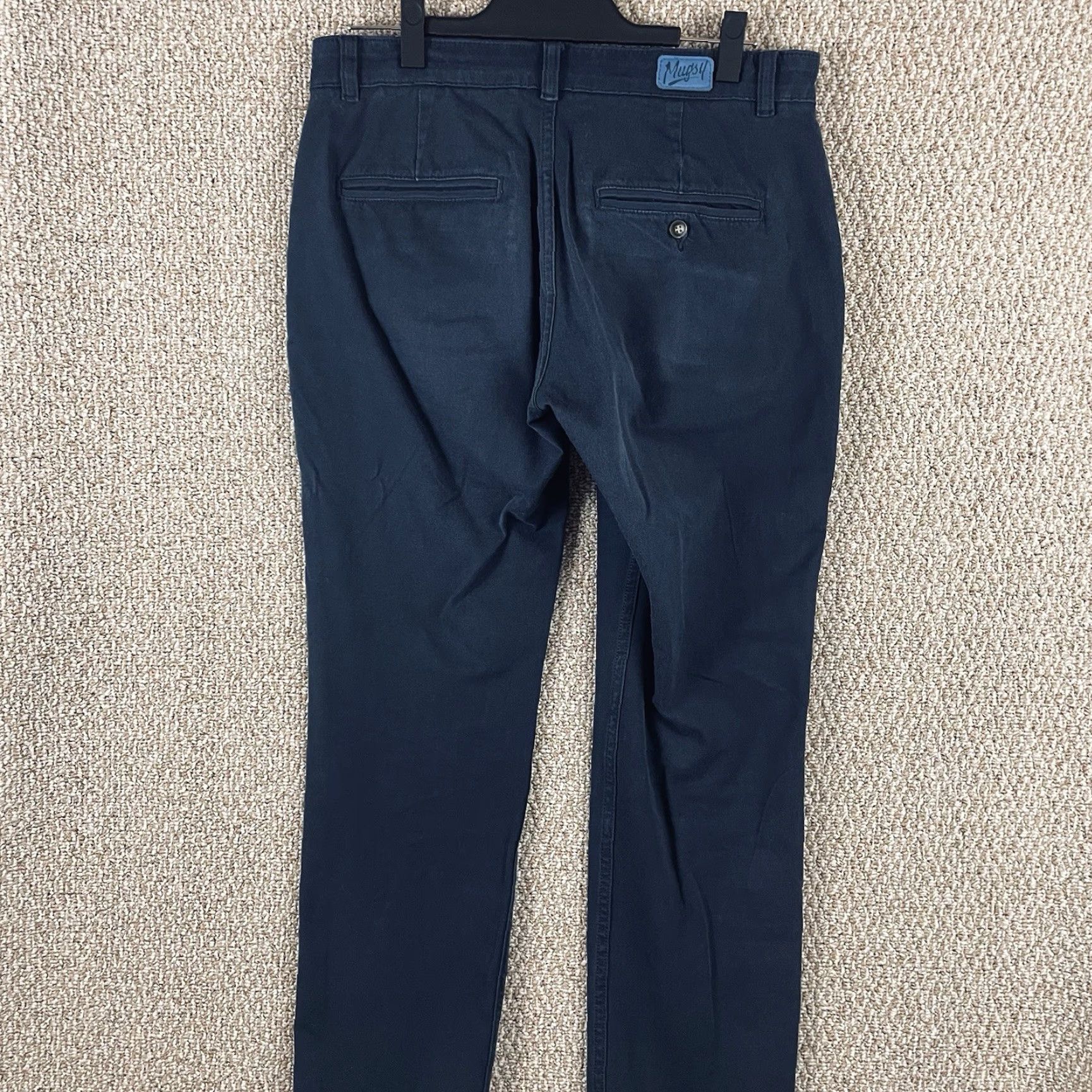 Vintage Mugsy Jeans Men 33x32 Blue Morgans Stretch Chino Preppy E187 Straight Comfort Size US 33 - 6 Thumbnail