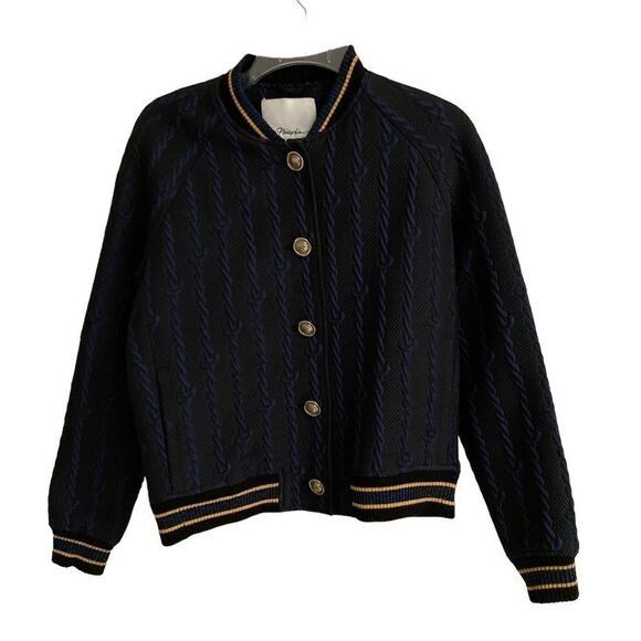 3.1 Phillip Lim 3.1 Phillip Lim Brocade cable print Varsity Bomber blue Size XS / US 0-2 / IT 36-38 - 5 Thumbnail