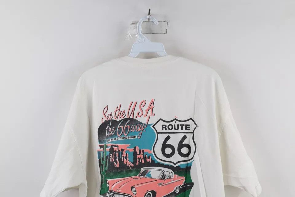 Vintage Vintage 90s Streetwear Spell Out Route 66 T-Shirt White Size US L / EU 52-54 / 3 - 14 Thumbnail