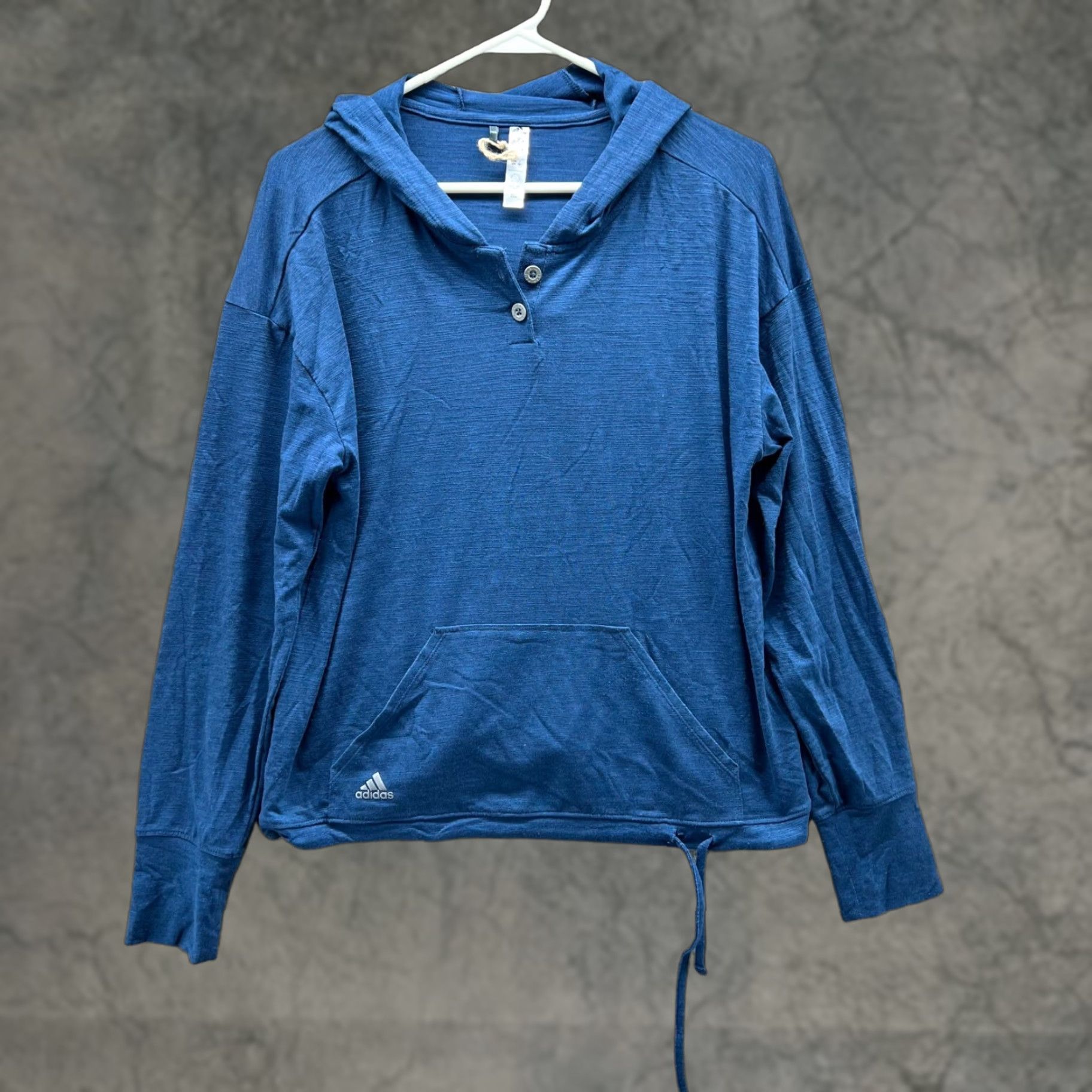 Adidas VINTAGE adidas Hoodie Womens M Solid Long Sleeve Henley Pullover HA3477 Blue Size M / US 6-8 / IT 42-44 - 1 Thumbnail