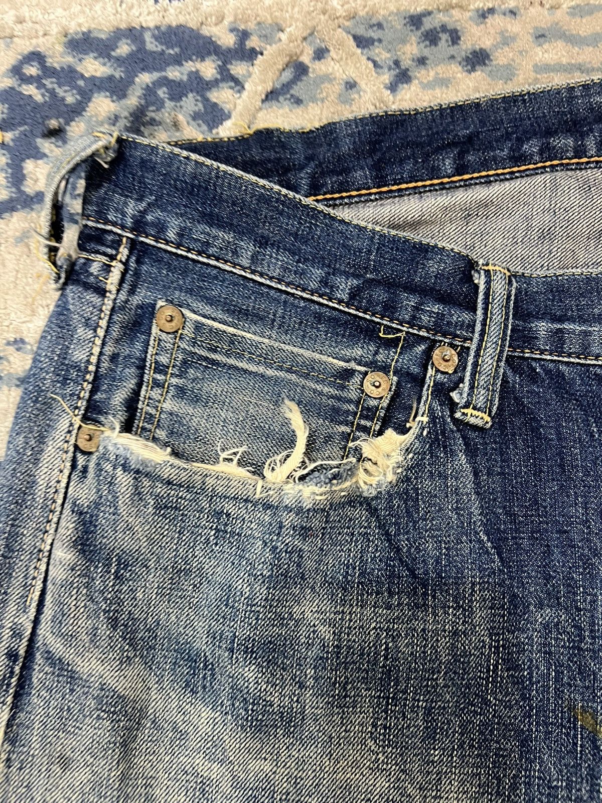 Full Count & Co. Vintage Full Count & Co Selvedge Distressed Jeans Denim Size US 34 / EU 50 - 3 Thumbnail