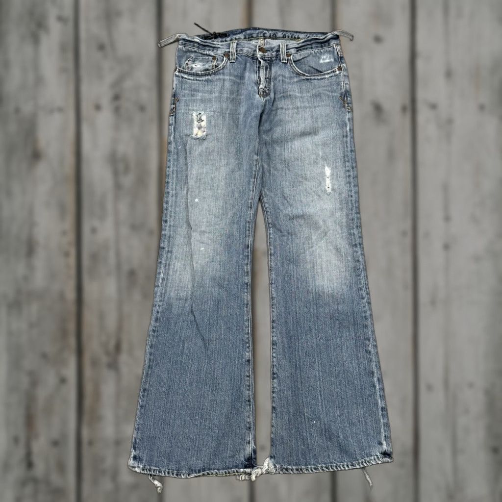 VINTAGE UNIONBAY Jeans Distressed Grunge 32x34 Men Bootcut 5-Pocket Denim Blue