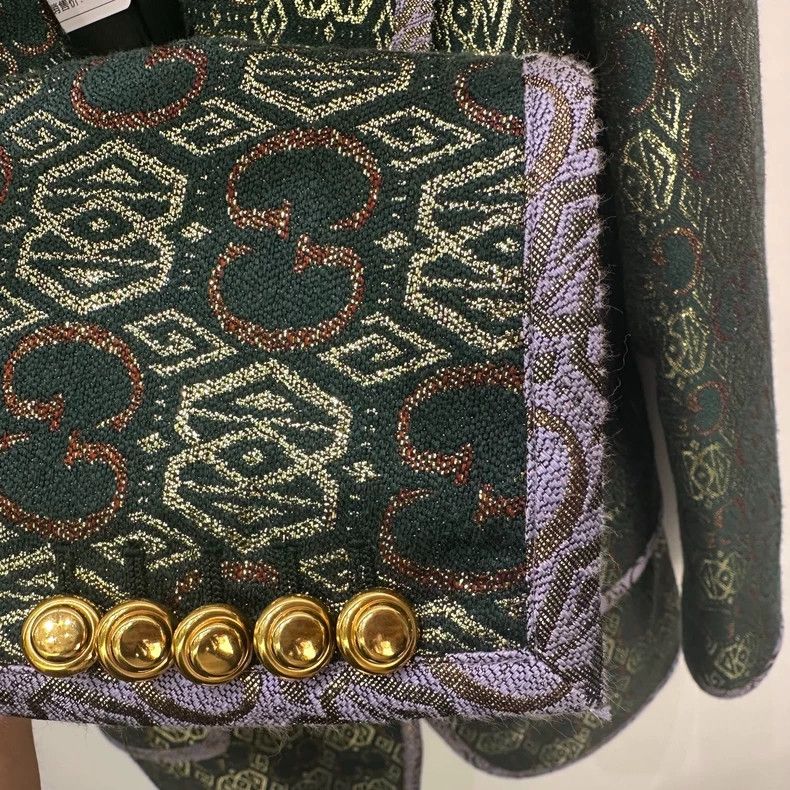 Gucci Gucci Dark green logo old flower full print lapel long-slee Size US XXS / EU 40 - 4 Thumbnail