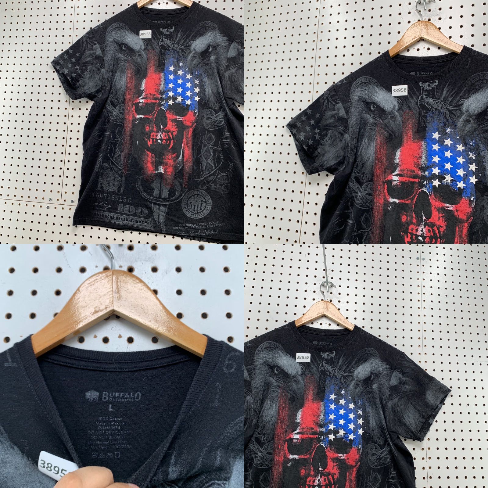 Vintage VINTAGE Y2K Buffalo Outdoors Graphic Print T-Shirt Men's L Black Skull USA Theme Size US L / EU 52-54 / 3 - 8 Thumbnail