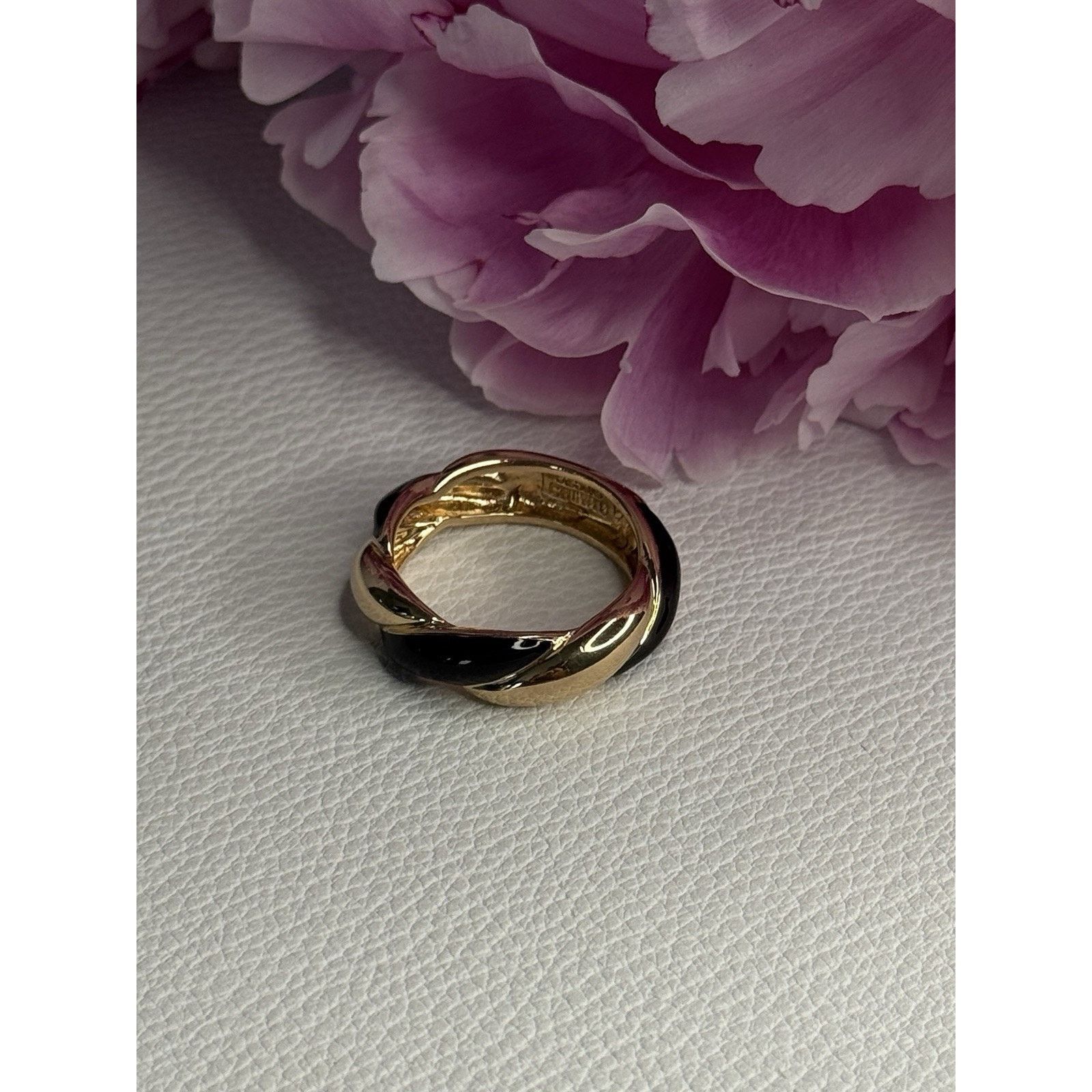 Jewelry 925 STERLING SILVER GOLD PLATED ONYX RING SIZE 8 Size ONE SIZE - 2 Thumbnail