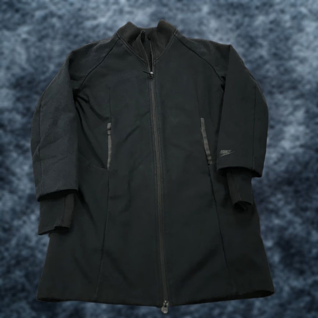 Nike Tech Jacket Womens Small Black Sportswear Water Repellant Long Full Zip NSW Jacket Women S Black Athletic Athleisure Nike Full Zip Regular Womens